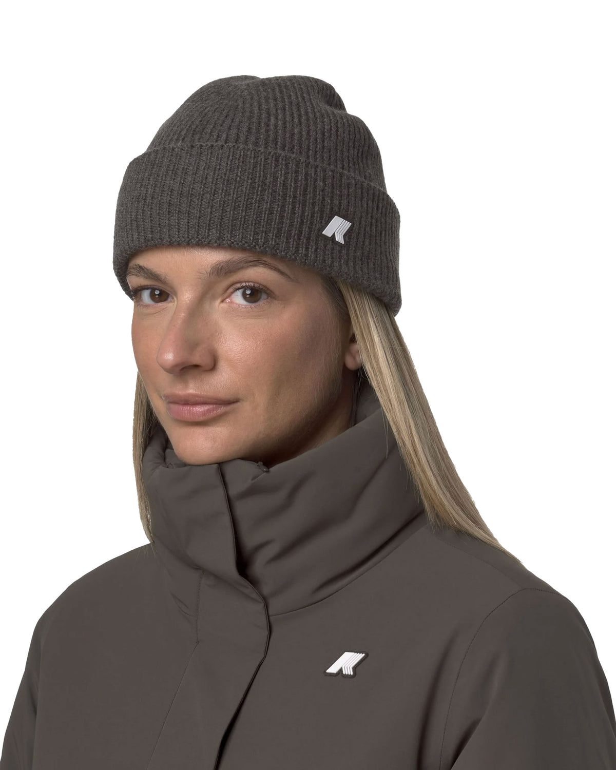 Beanie K-Way Brice Cardigan Stitch Wool Black Olive