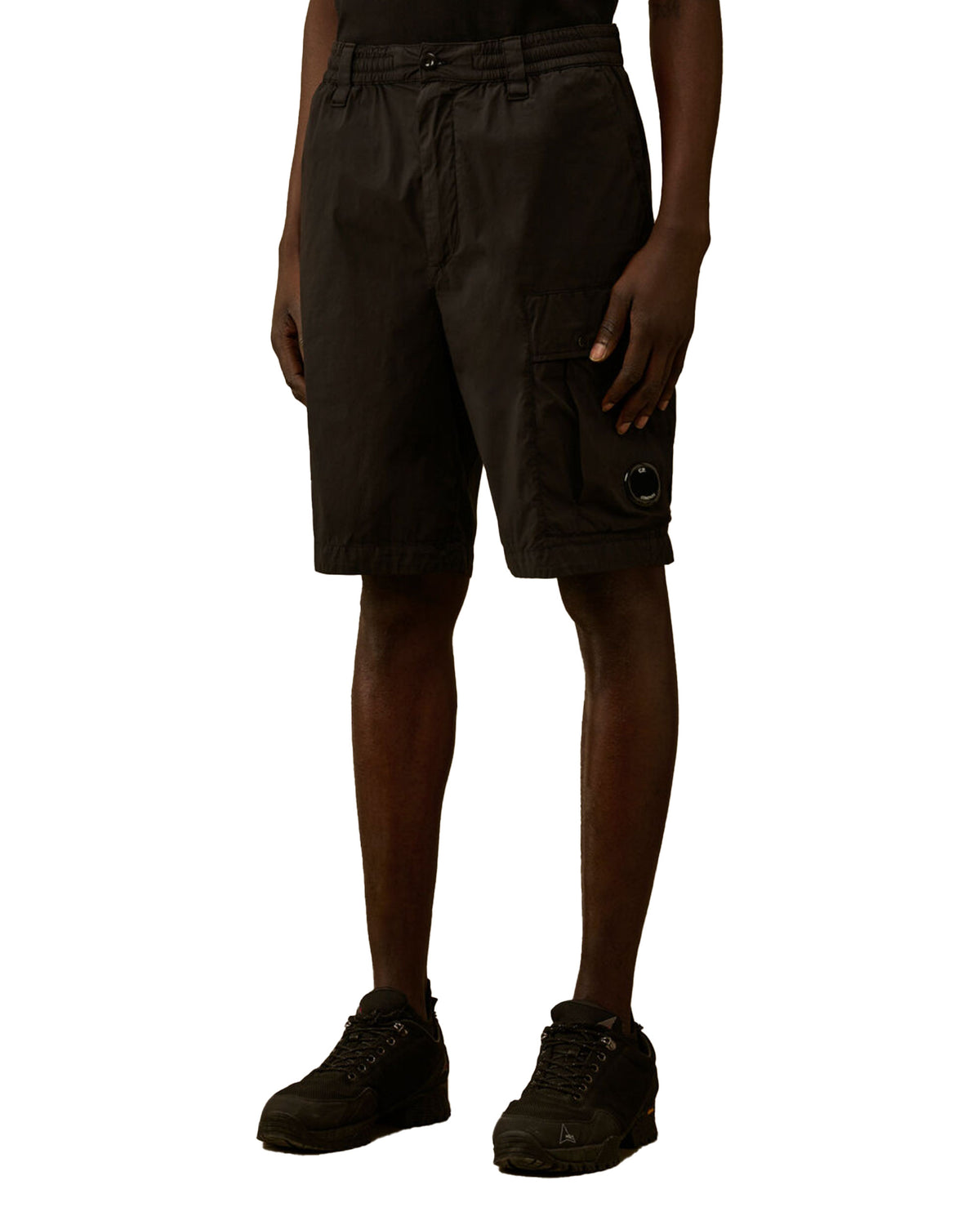 Bermuda Uomo Cargo In 50 Fili Stretch Nero