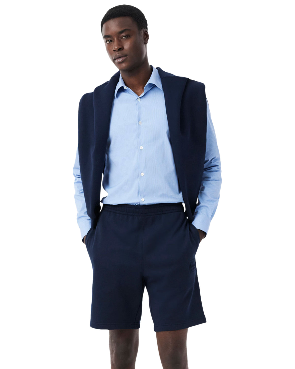 Bermuda Uomo Lacoste logo goffrato Blu