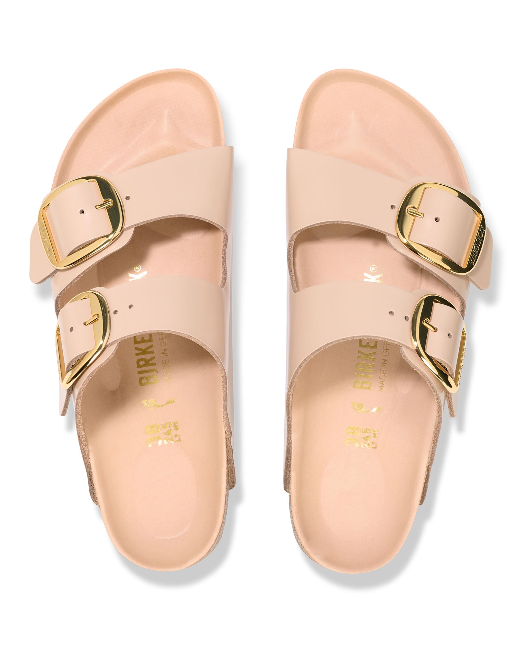 Birkenstock Arizona Big Buckle Shine New Beige Calzata Stretta