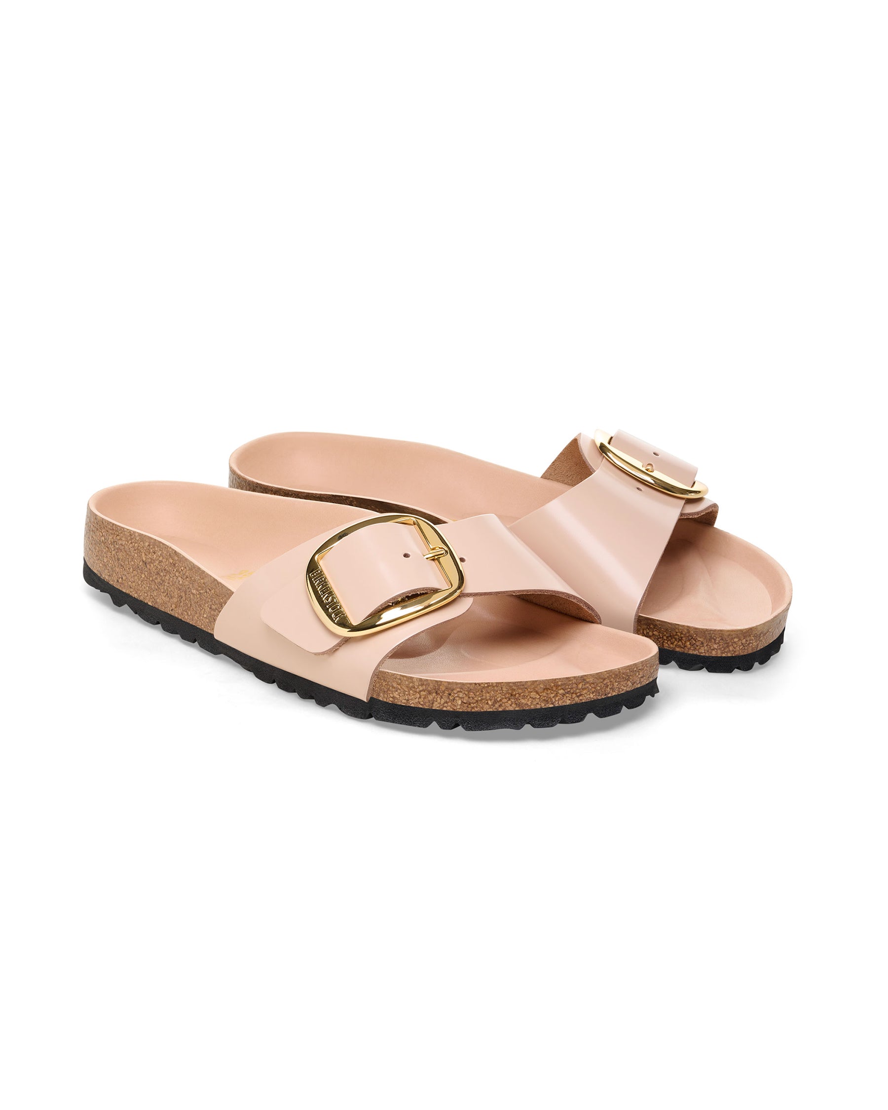 Birkenstock Madrid Big Buckle Shine New Beige Calzata Stretta