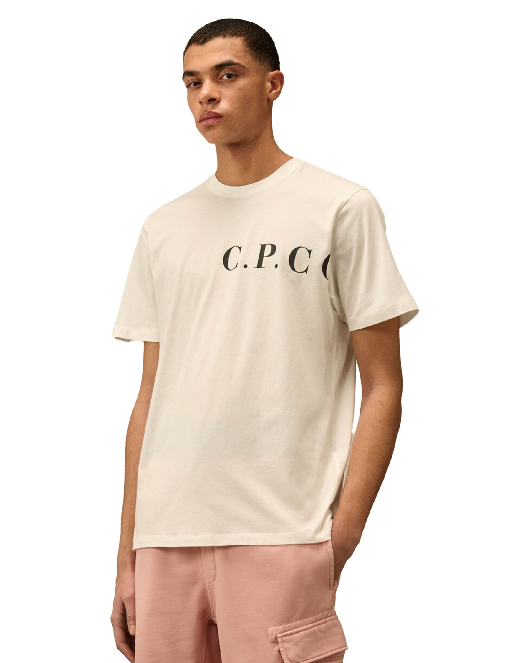 CP Company 30-1 Jersey Front-Back Logo Tee White