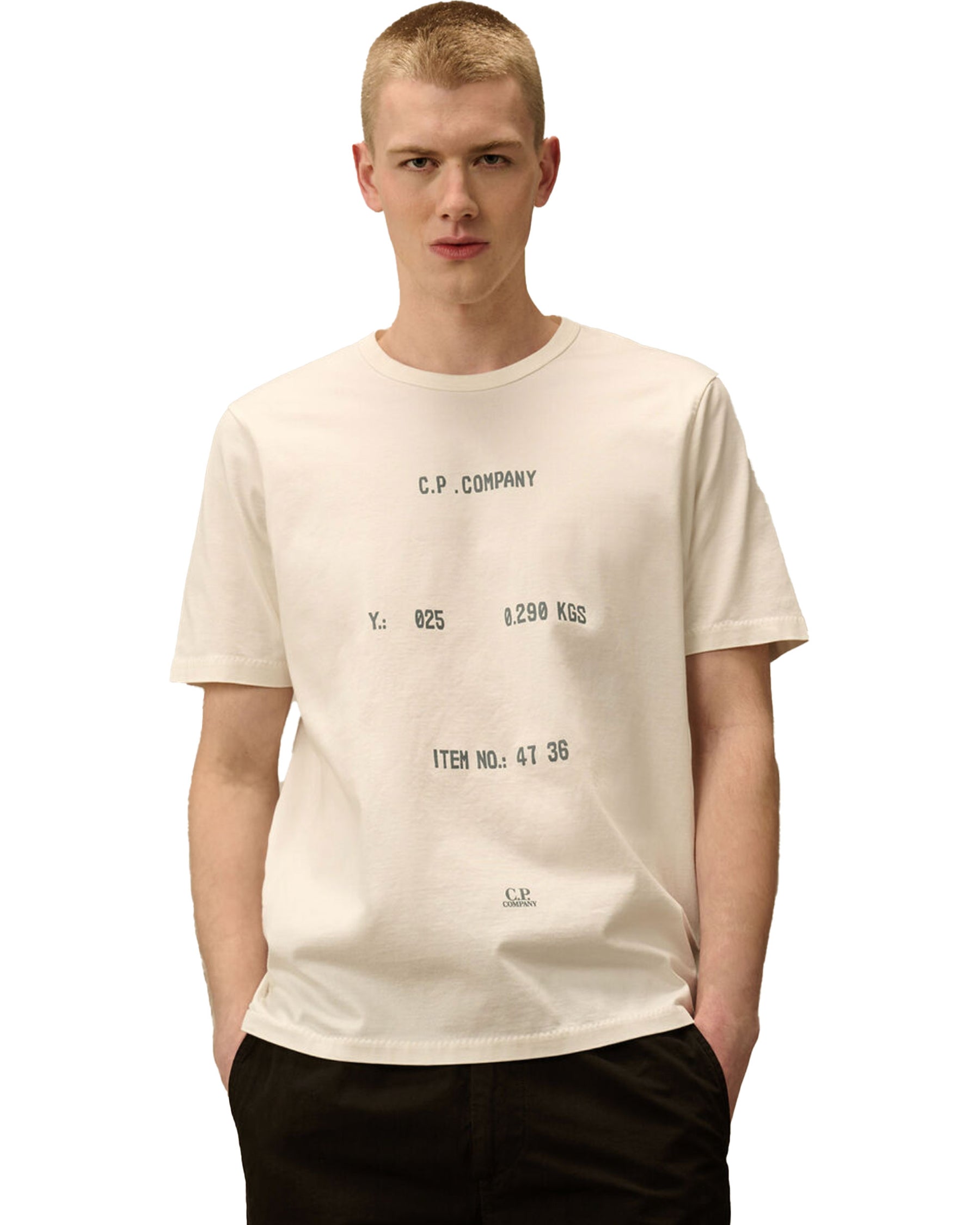 CP Company 30-2 Mercerized Jersey Twisted Written Logo Tee White