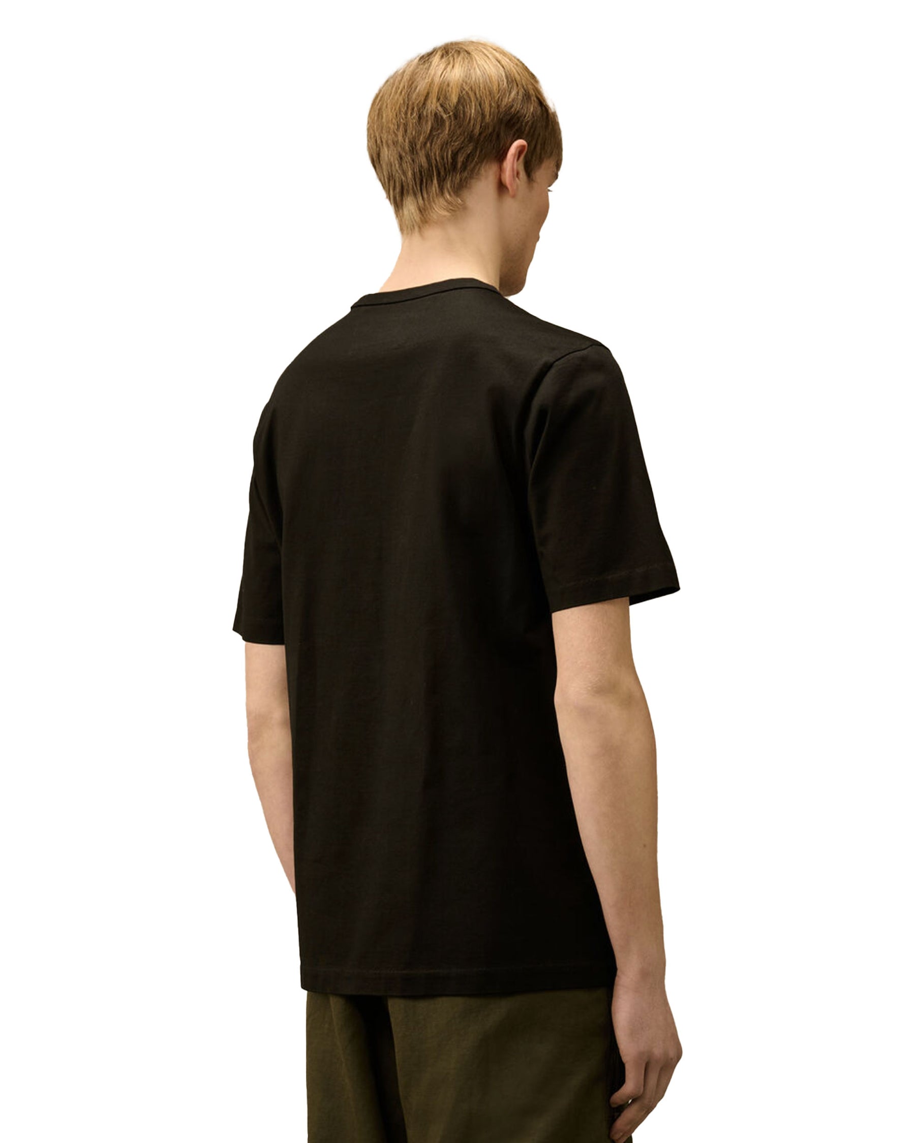CP Company 30-2 Mercerized Jersey Twisted Written Logo Tee Black