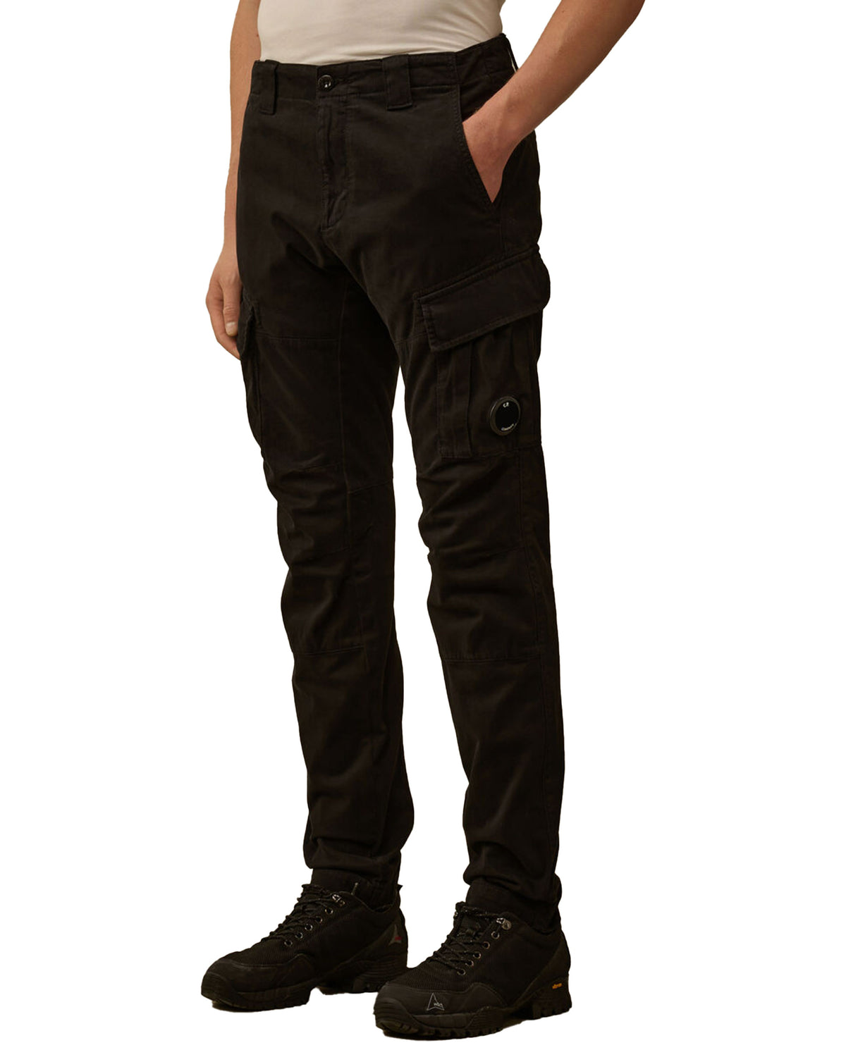 CP Company Cargo Pant in Stretch Satin Nero