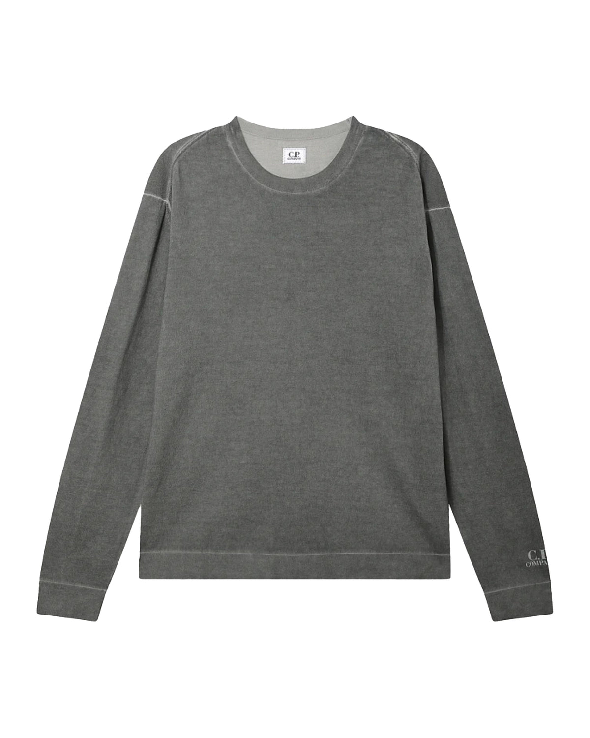 CP Company Cotton Crepe Double Dyed Crewneck Sweater Gunmetal
