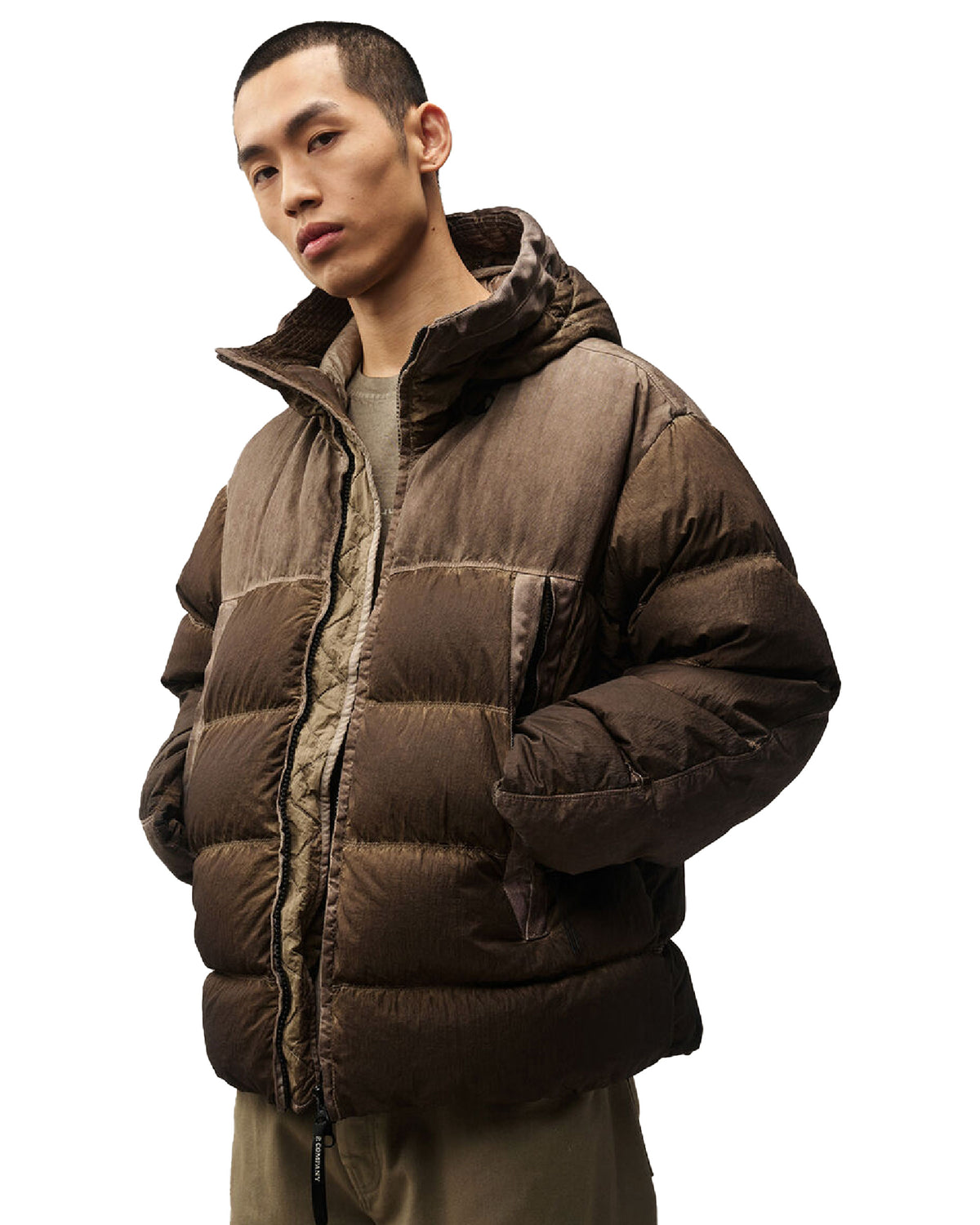 CP Company Eco-Chrome R Mixed Goggle Down Jacket Re-Color Brown