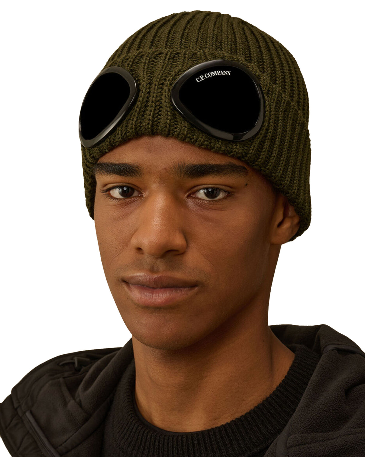 CP Company Knit Cap In Extrafine Merino Wool Ivy Green