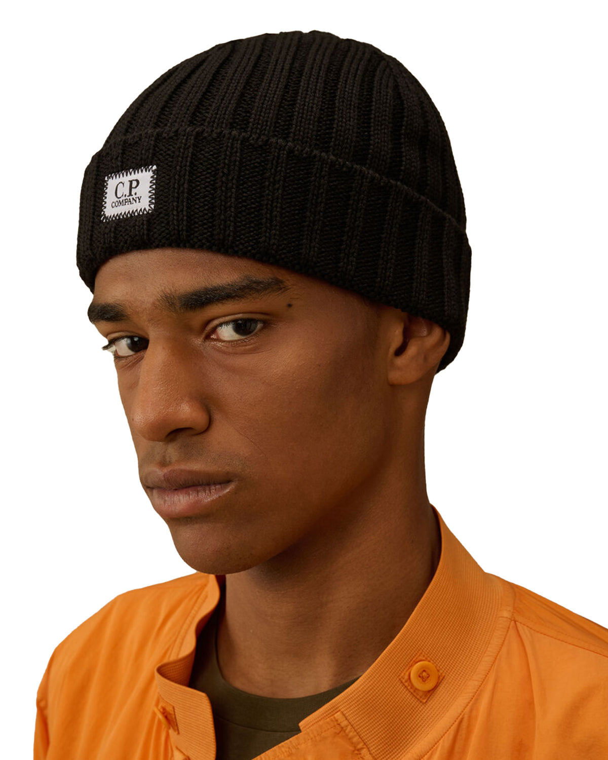 CP Company Knit Cap In Extrafine Merino Wool Nero
