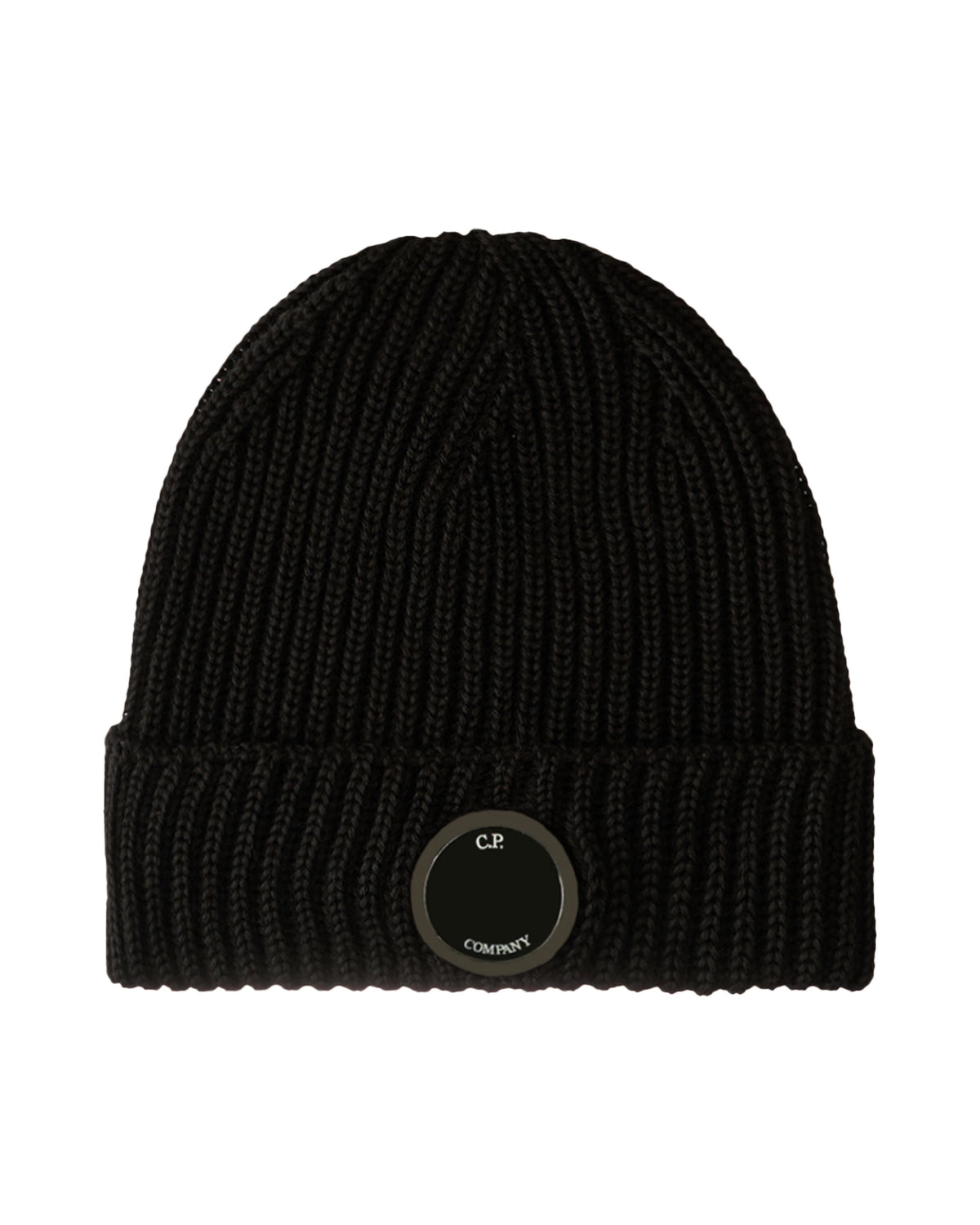 CP Company Knit Cap In Extrafine Merino Wool Nero
