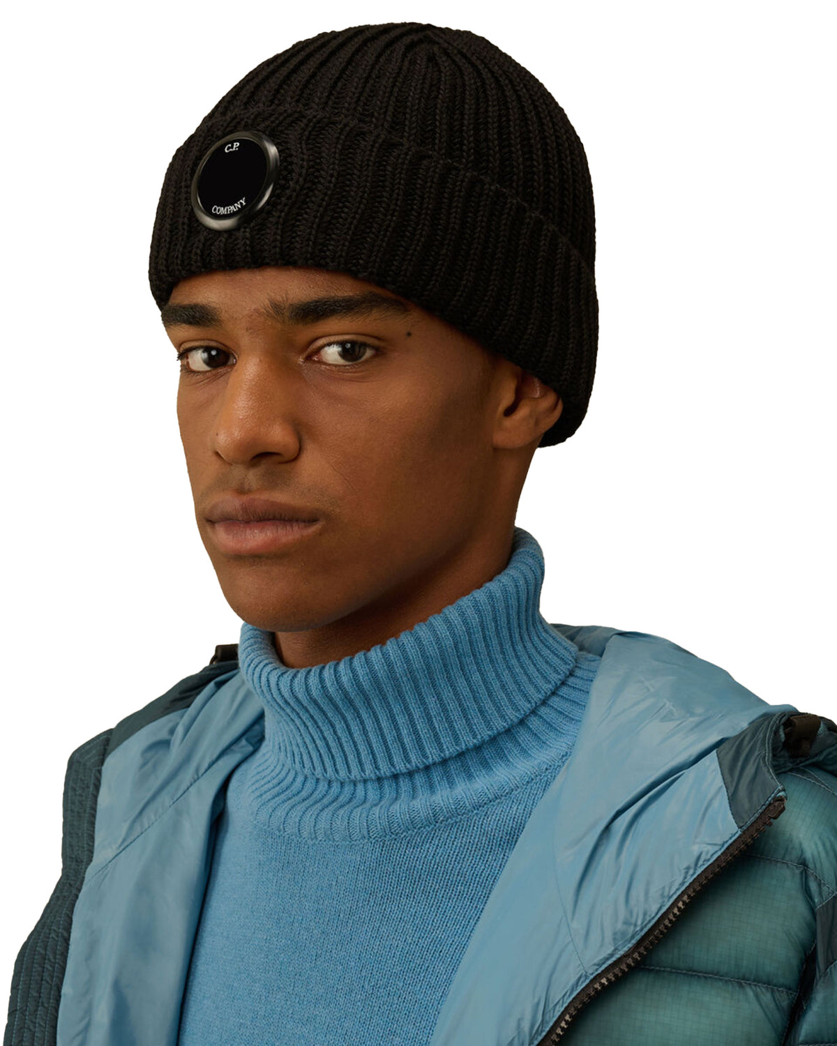 CP Company Knit Cap In Extrafine Merino Wool Nero