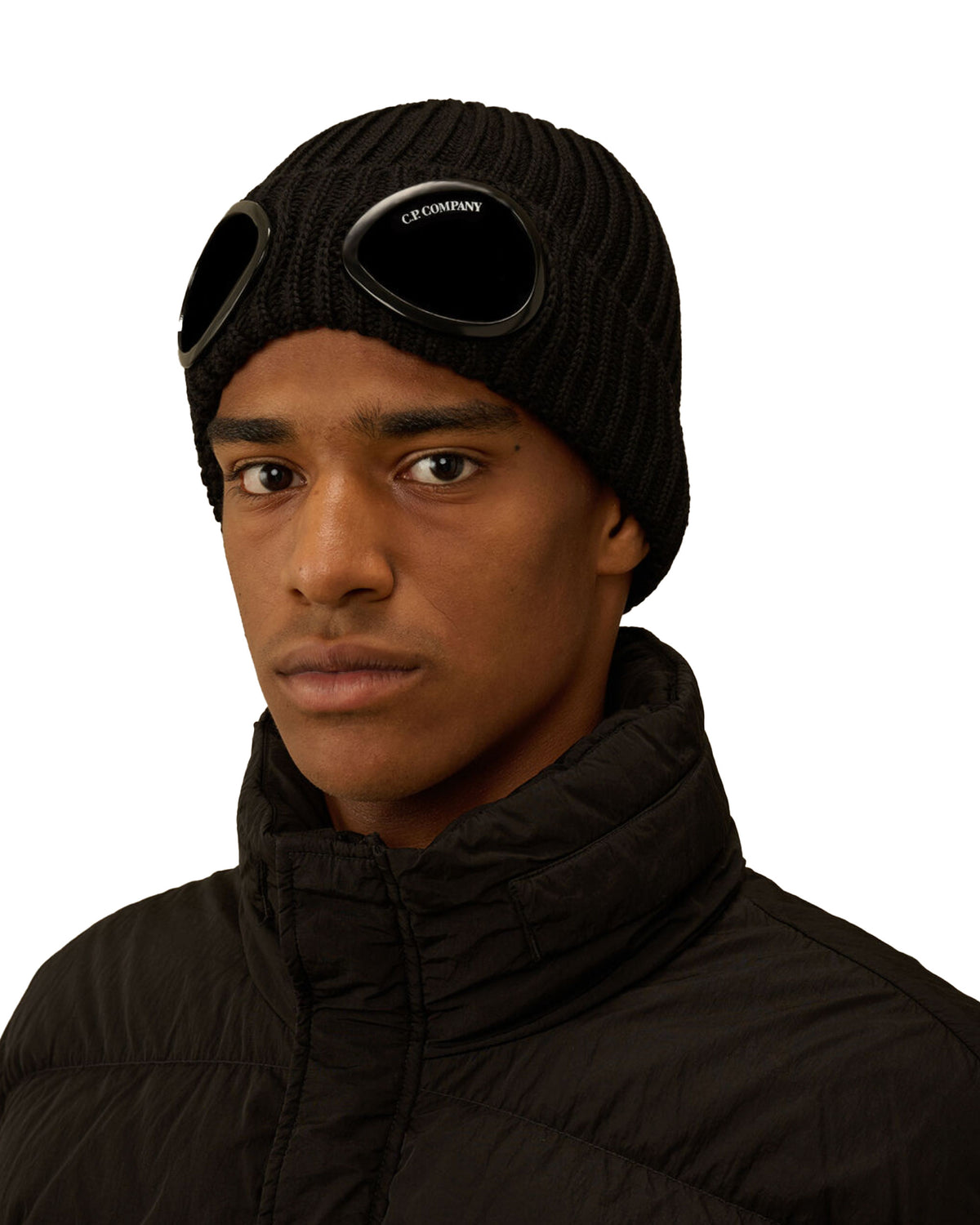 CP Company Knit Cap In Extrafine Merino Wool Nero