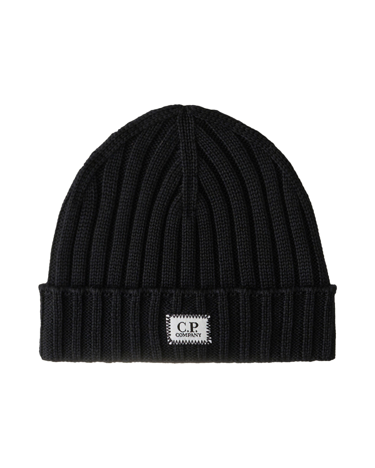 CP Company Knit Cap In Extrafine Merino Wool Total Eclipse