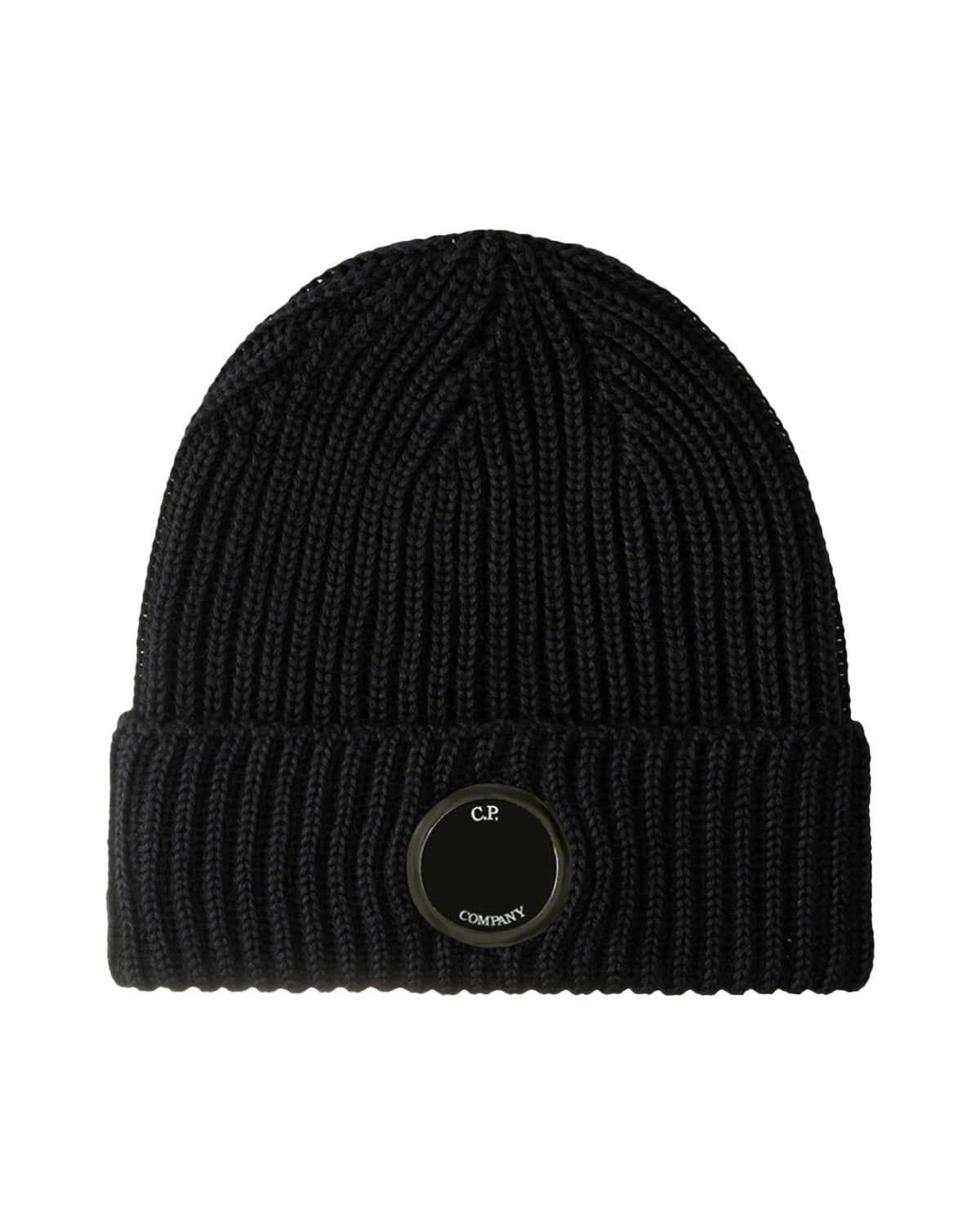 CP Company Knit Cap In Extrafine Merino Wool Total Eclipse