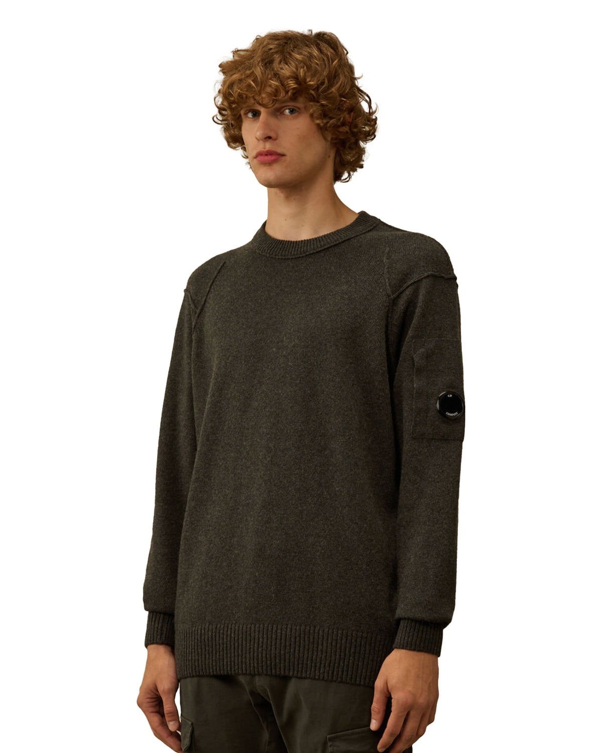 CP Company Knitwear Crew Neck In Lambswool Grs Dark Shadow