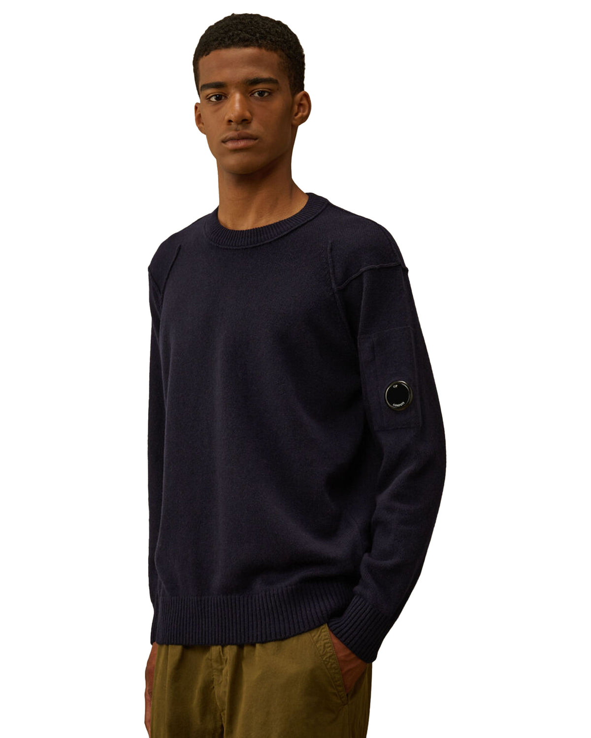 CP Company Knitwear Crew Neck In Lambswool Grs Blu