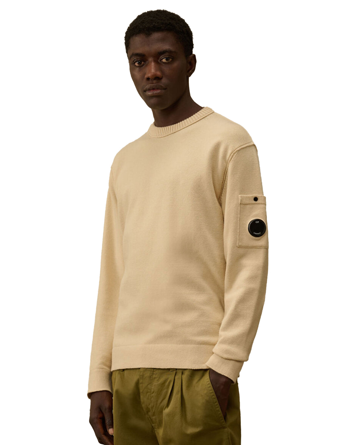 CP Company Knitwear Crew Neck In Soft Cotton Stretch Pistacchio Shell