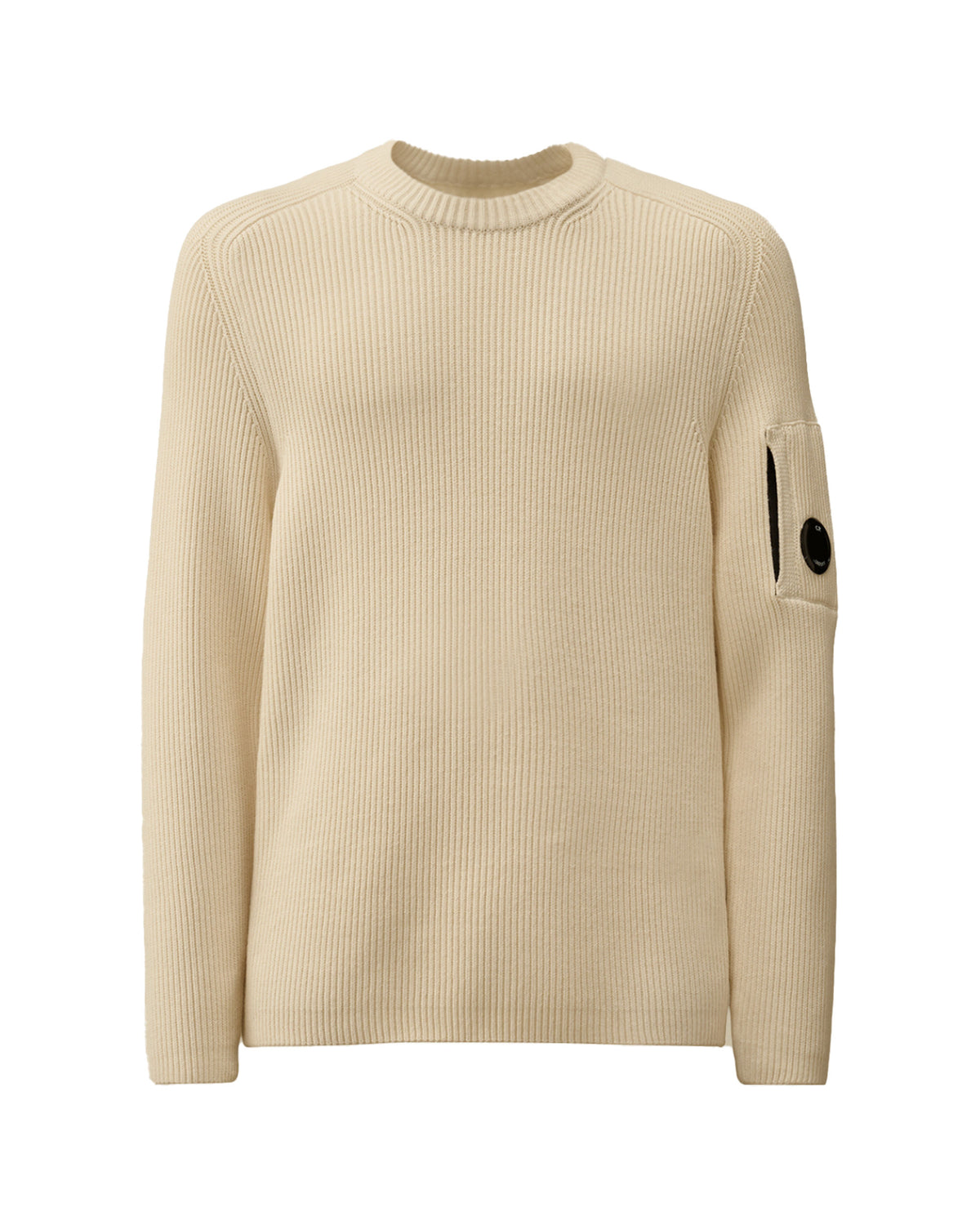 CP Company Knitwear Crew Neck in Full Rib Gauze White