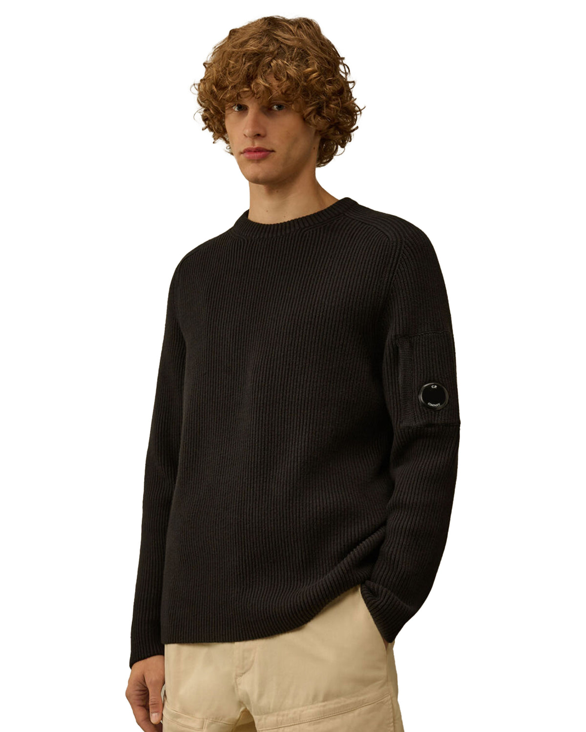 CP Company Knitwear Crew Neck in Full Rib Nero