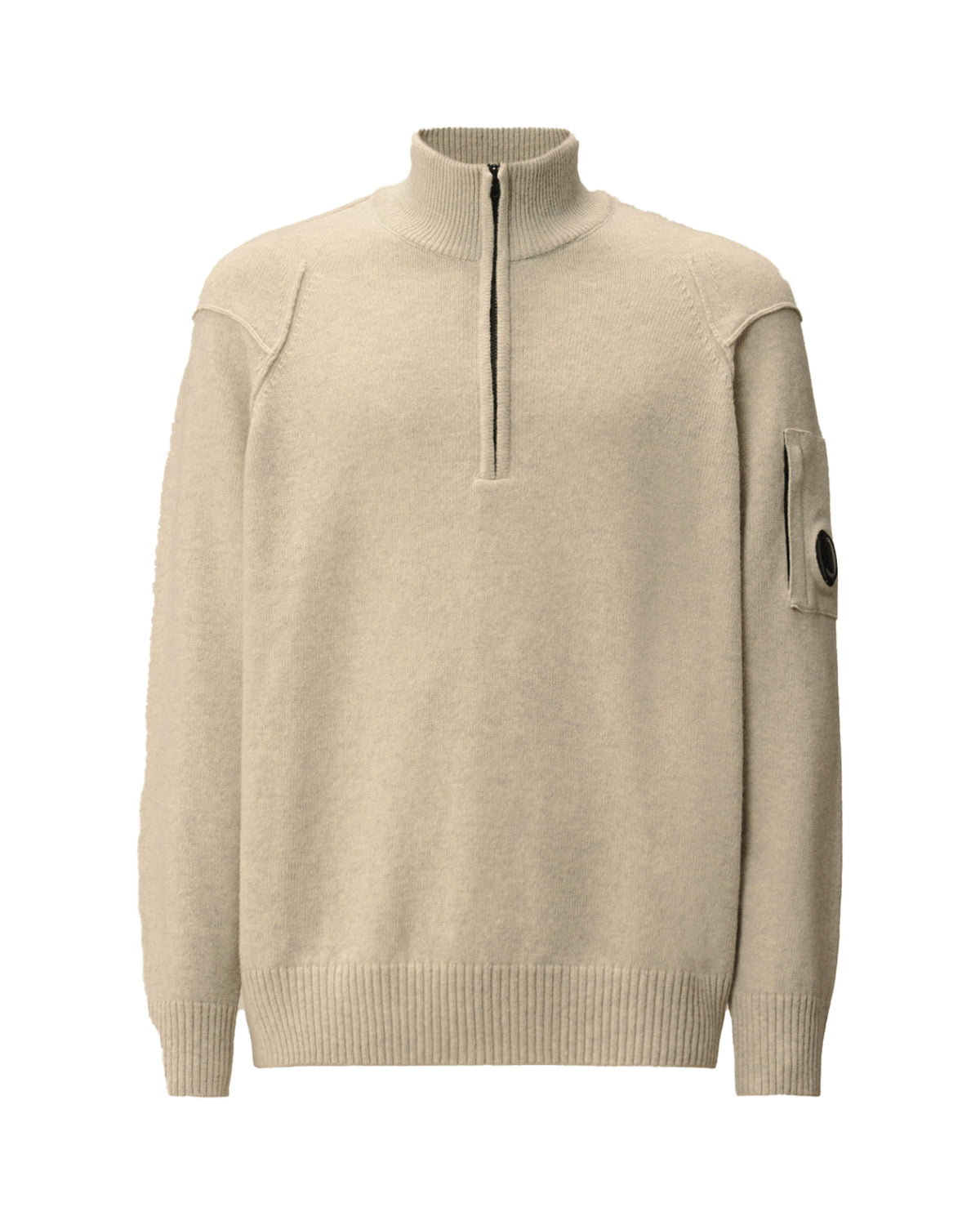 CP Company Knitwear Polo Collar in Lambswool Grp Off White Melange