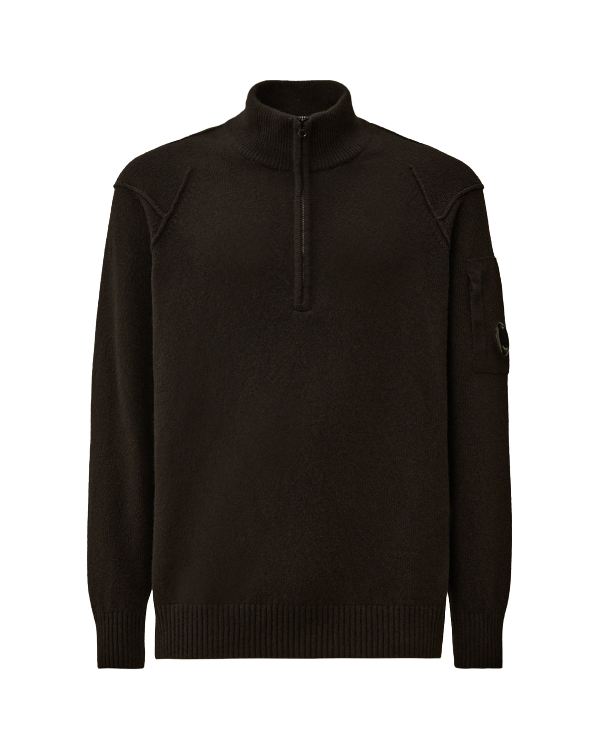 CP Company Knitwear Polo Collar in Lambswool Grs Nero