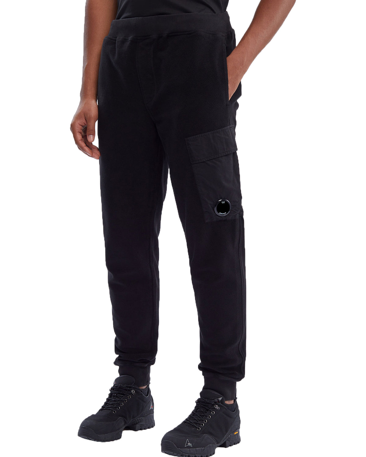 CP Company Reverse Brushed & Emerized Diagonal Fleece Sweatpant Black