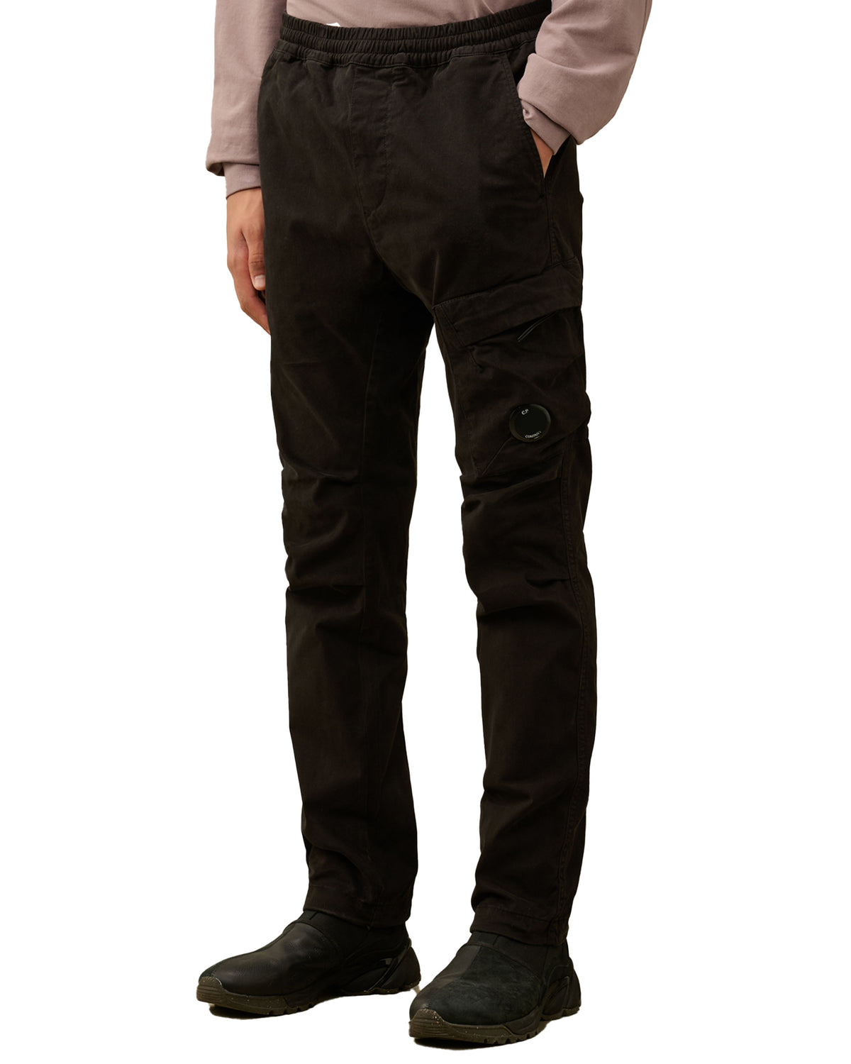 CP Company Stretch Sateen Ergonomic Lens Single Cargo Pants Nero