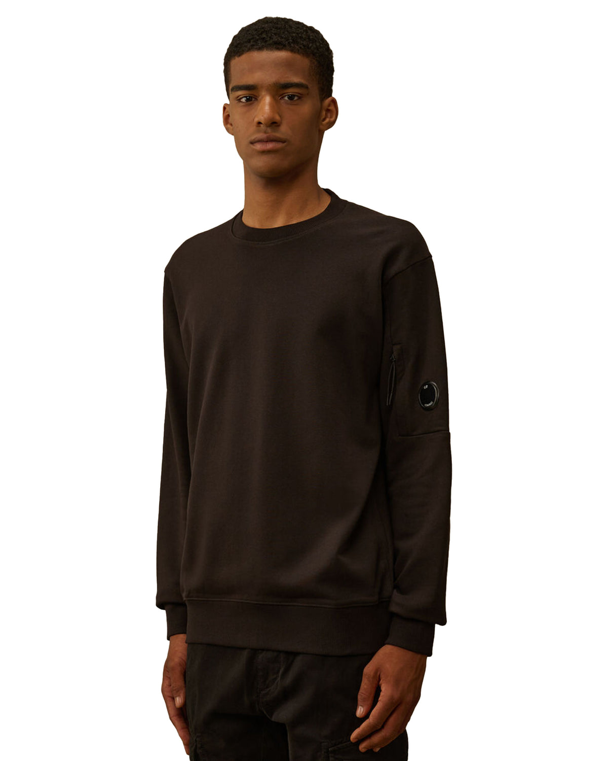 CP Company Sweatshirts Crew Neck in Diagonal Raised Fleece Black