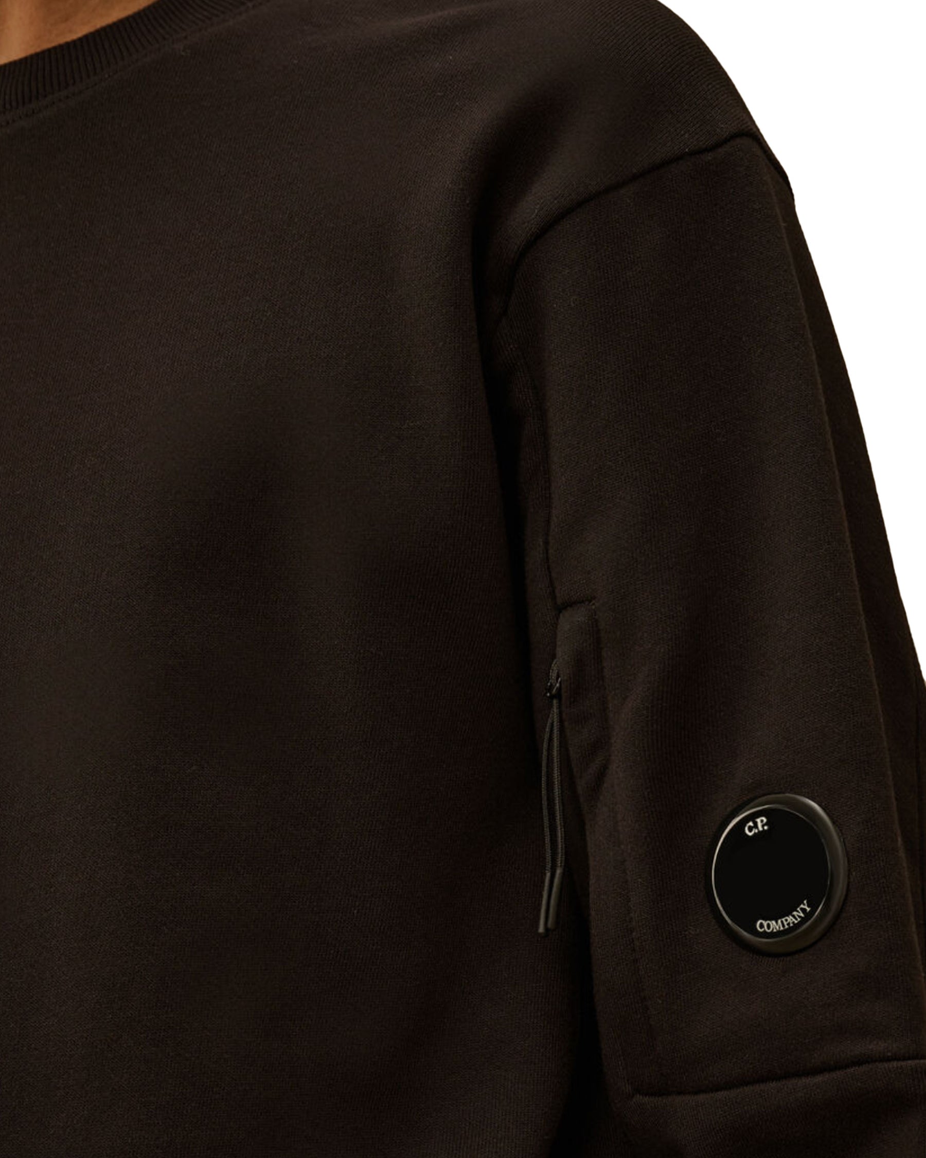 CP Company Sweatshirts Crew Neck in Diagonal Raised Fleece Black