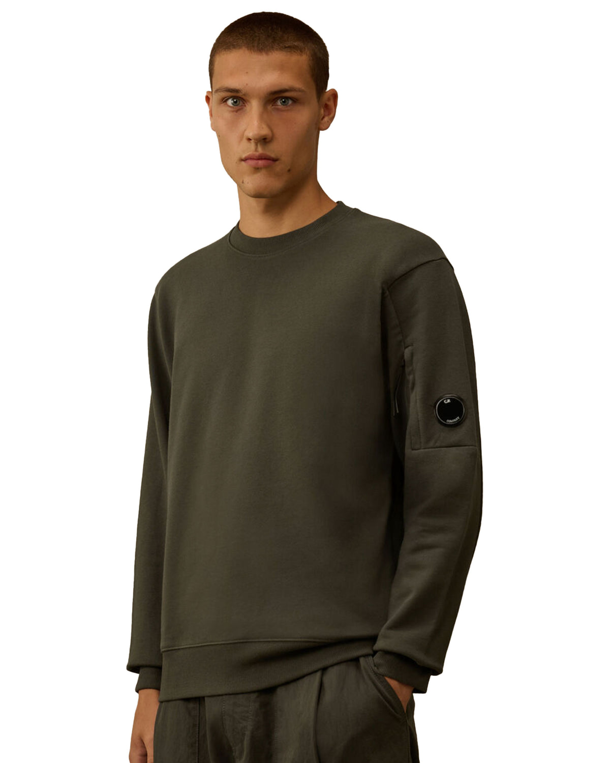 CP Company Sweatshirts Crew Neck in Diagonal Raised Fleece Dark Shadow