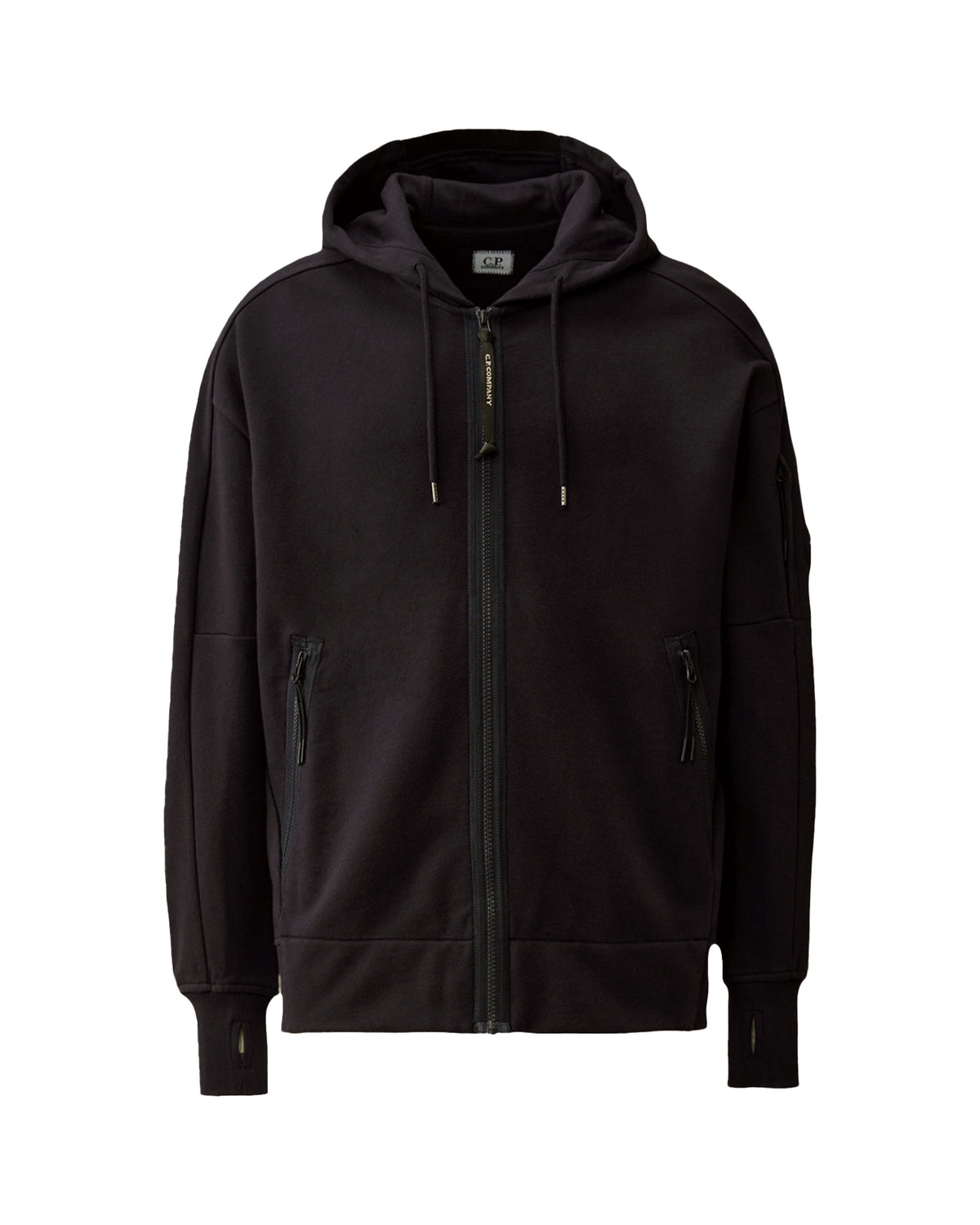 CP Company Sweatshirts Hooded Open In Diagonal Raised Fleece Total Eclipse