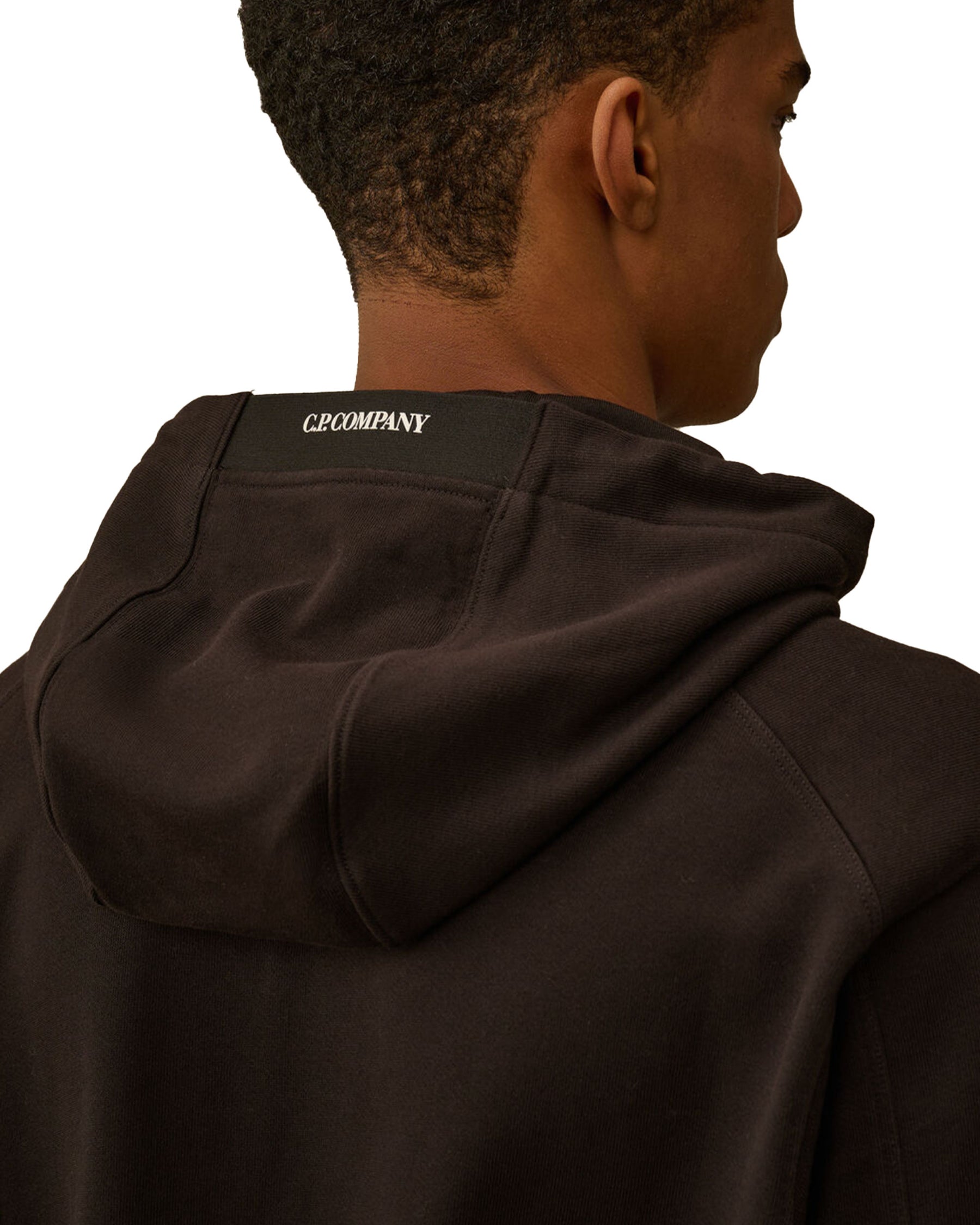 CP Company Sweatshirts Sweat Hooded In Diagonal Raised Fleece Black