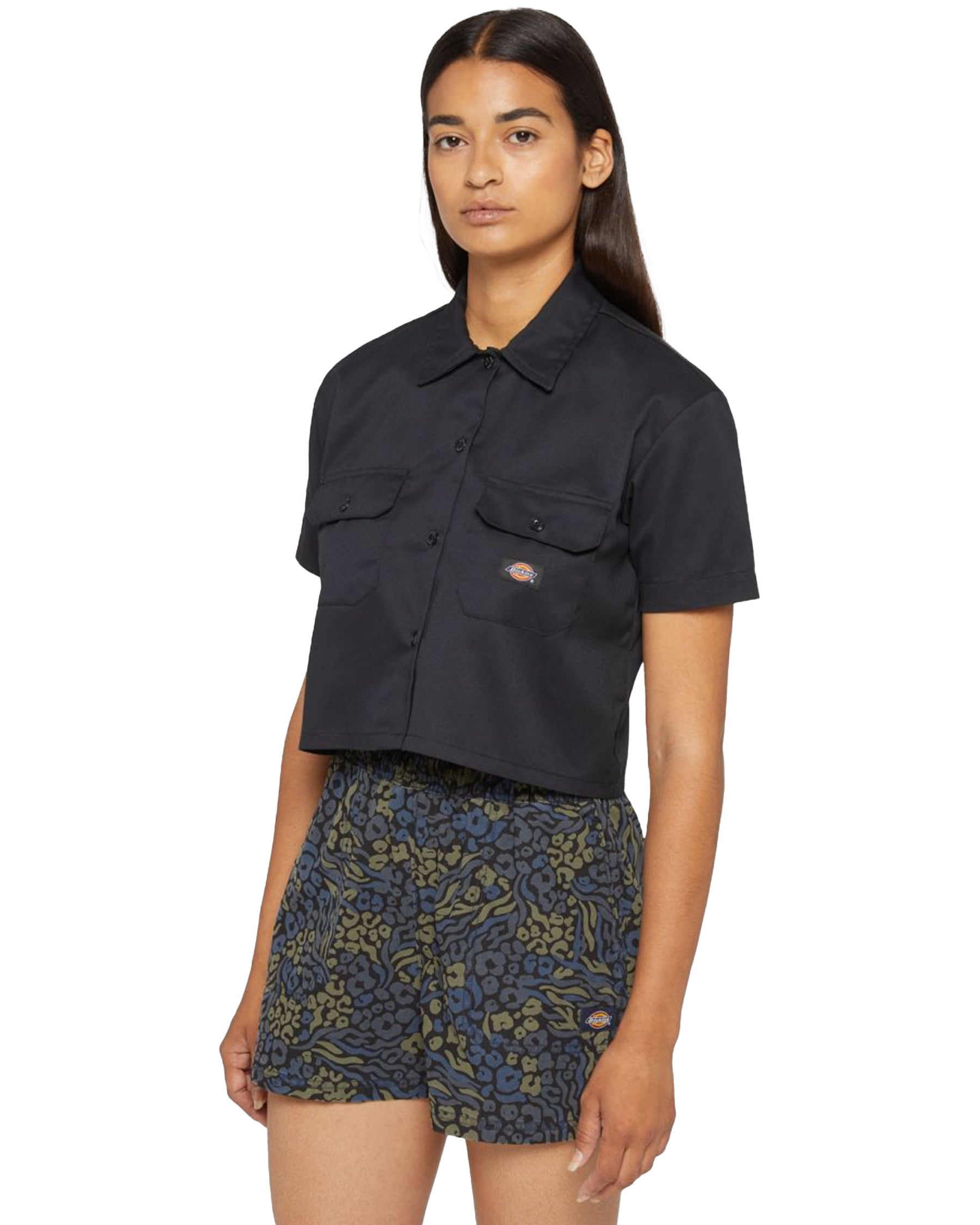 Woman's Dickies Work Shirt Croppe SS W Black