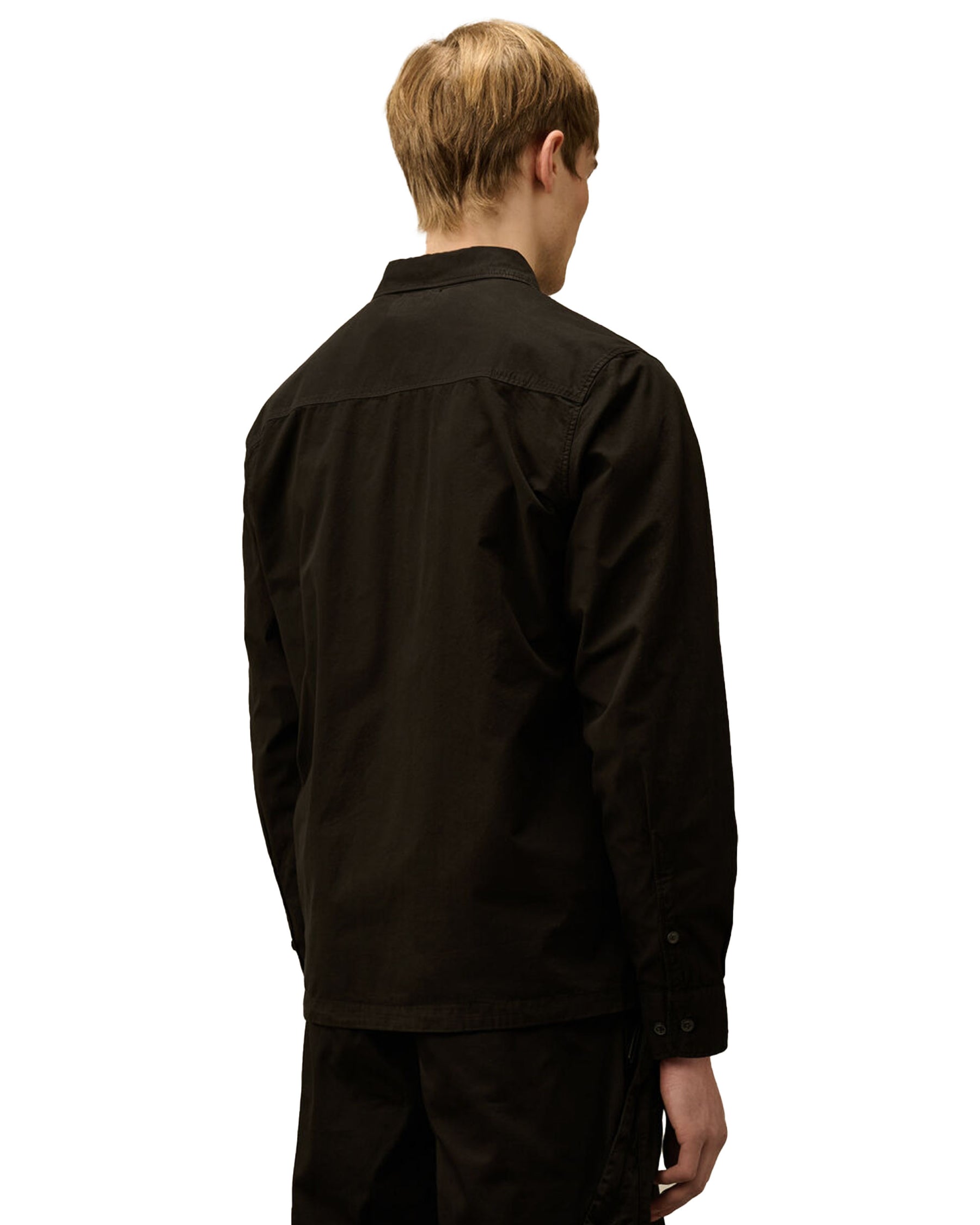 Camicia Uomo CP Company Organic Gabardine Full Zip Overshirt Nero