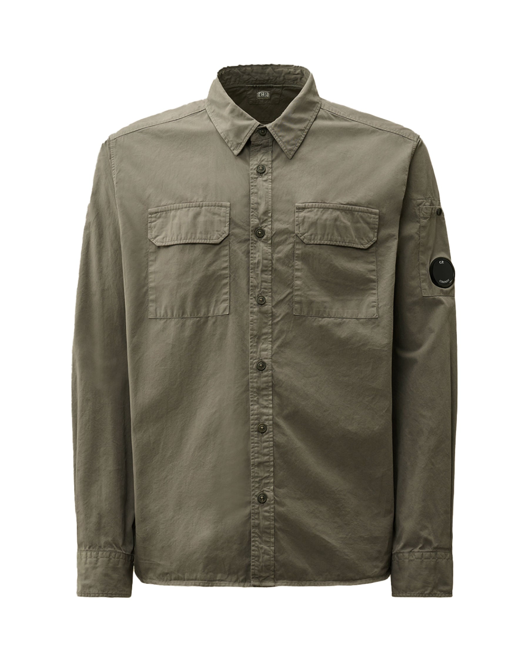 Camicia Uomo CP Company Organic Gabardine Lens Shirt Smoked Pearl