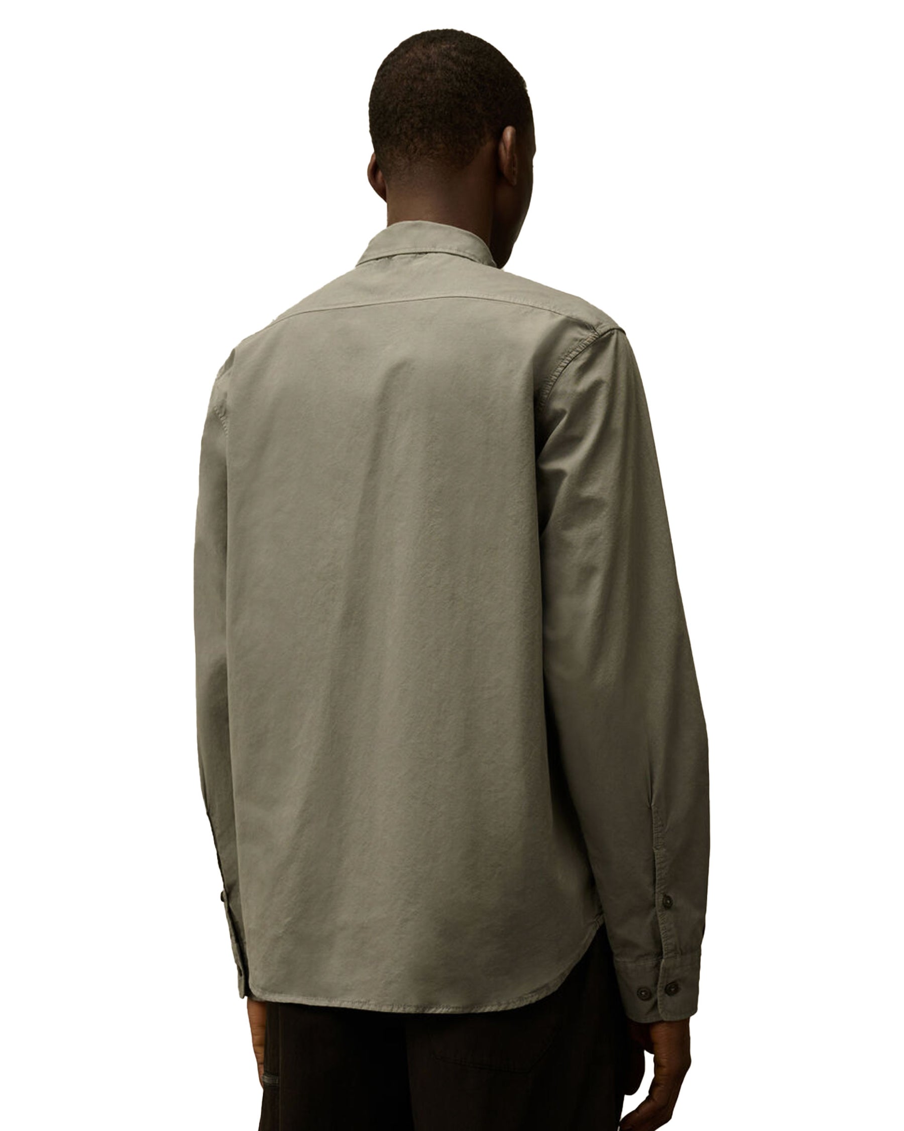 Camicia Uomo CP Company Organic Gabardine Lens Shirt Smoked Pearl