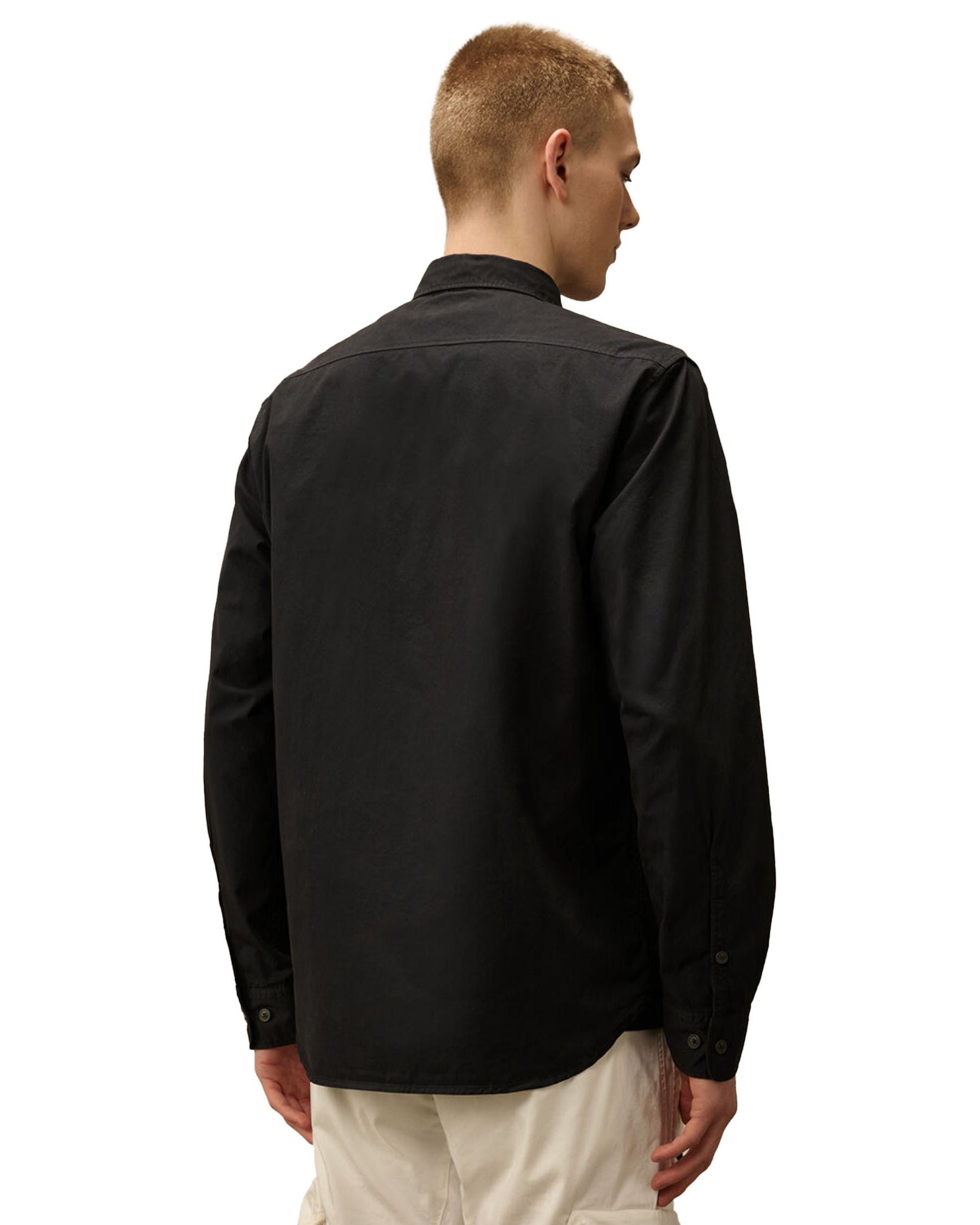 Camicia Uomo CP Company Organic Gabardine Lens Shirt Total Eclipse Blu