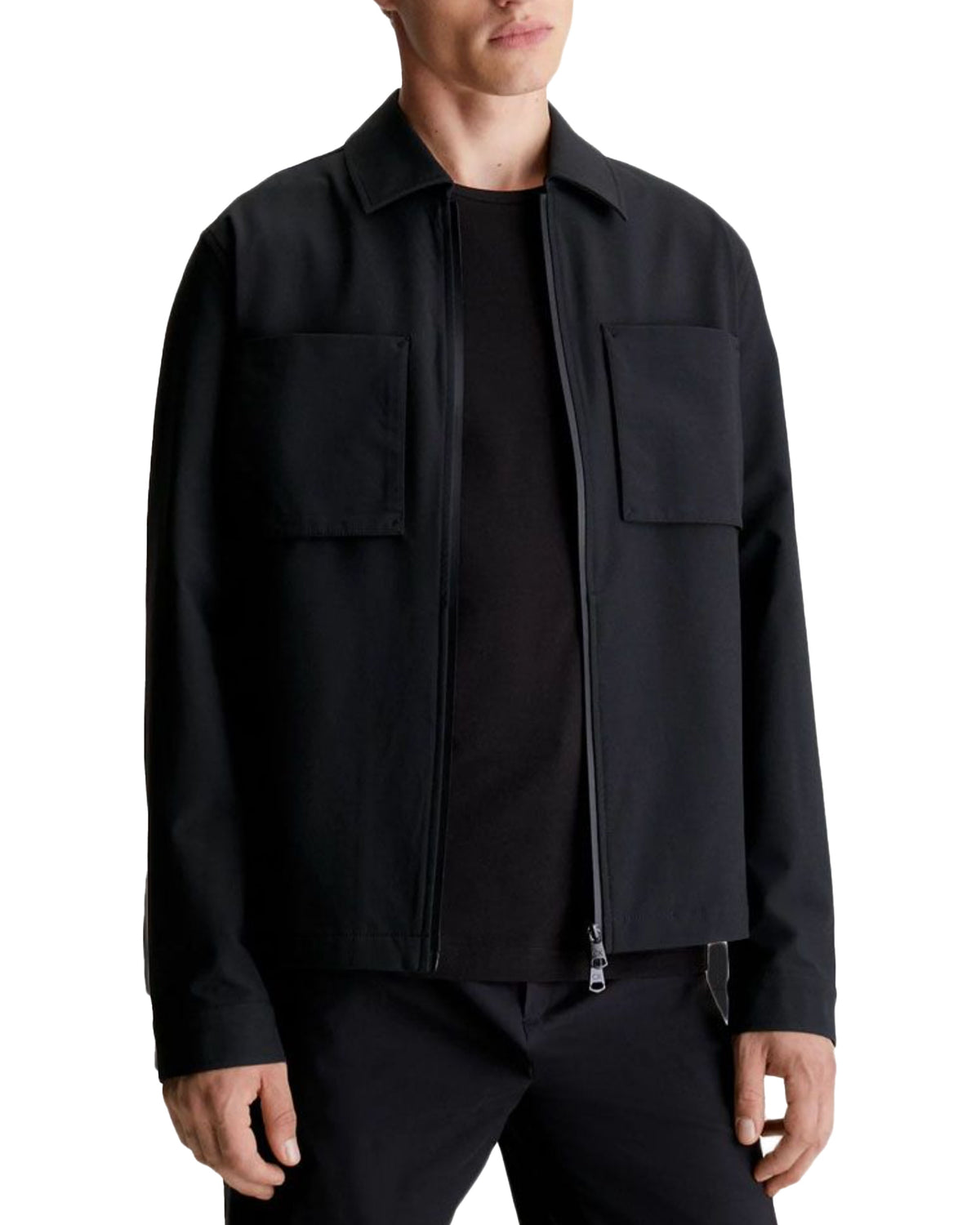 Camicia Uomo Calvin Klein Crinkle Tech Stretch Overshirt Nero