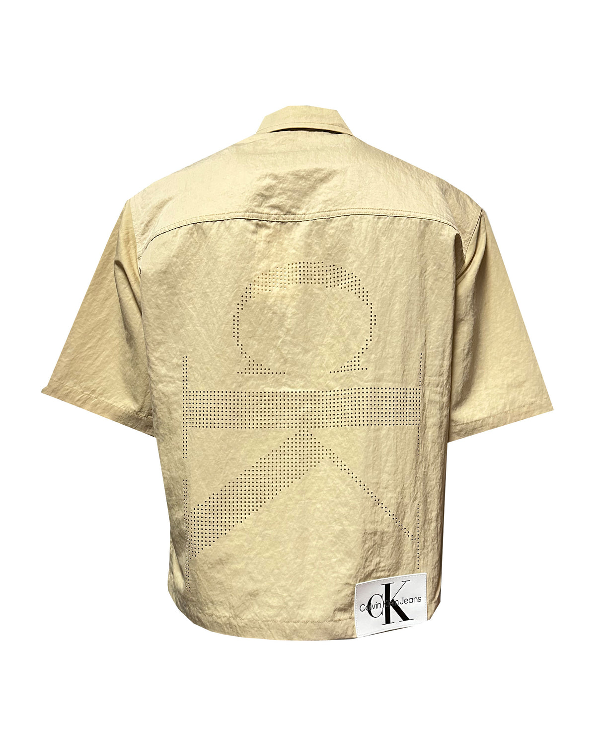 Camicia Uomo Calvin Klein Perforated CK Shirt Warm Sand