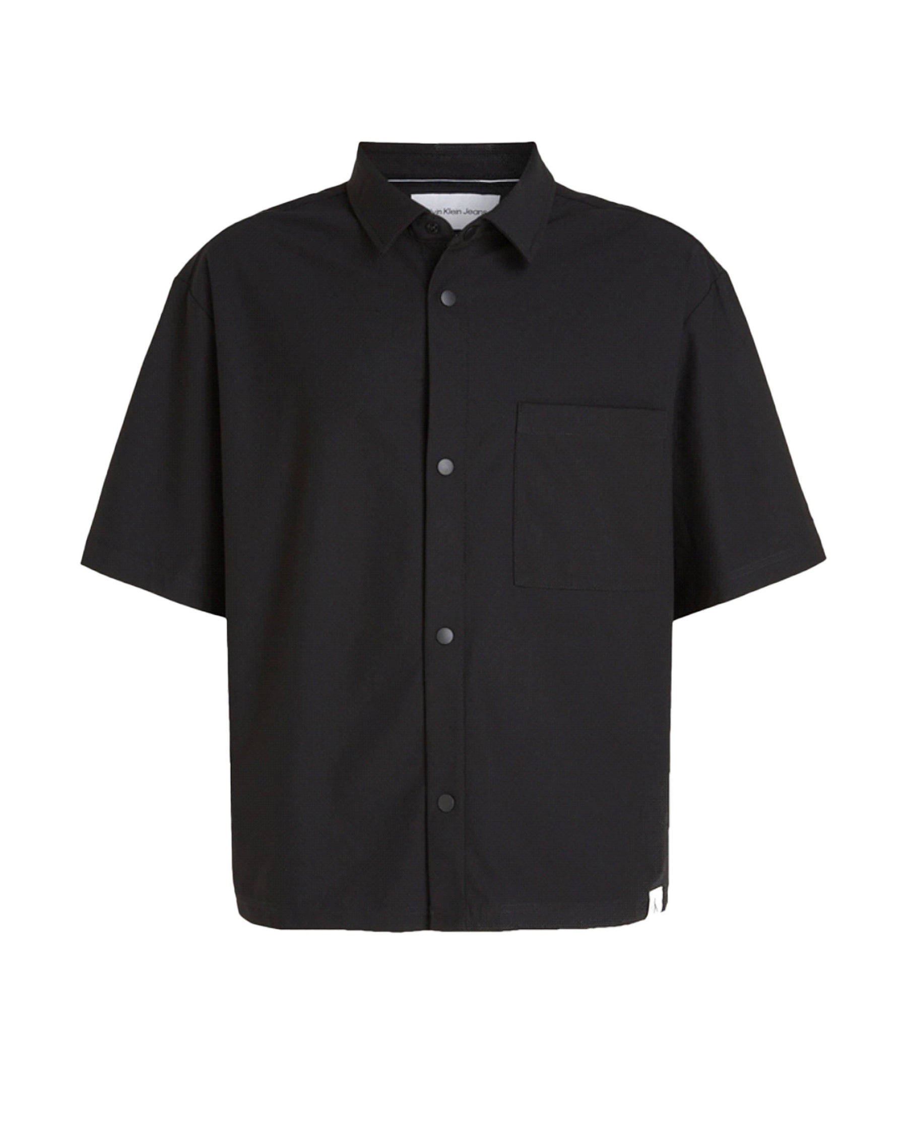 Camicia Uomo Calvin Klein Woven Tab Hwk SS Shirt Nero