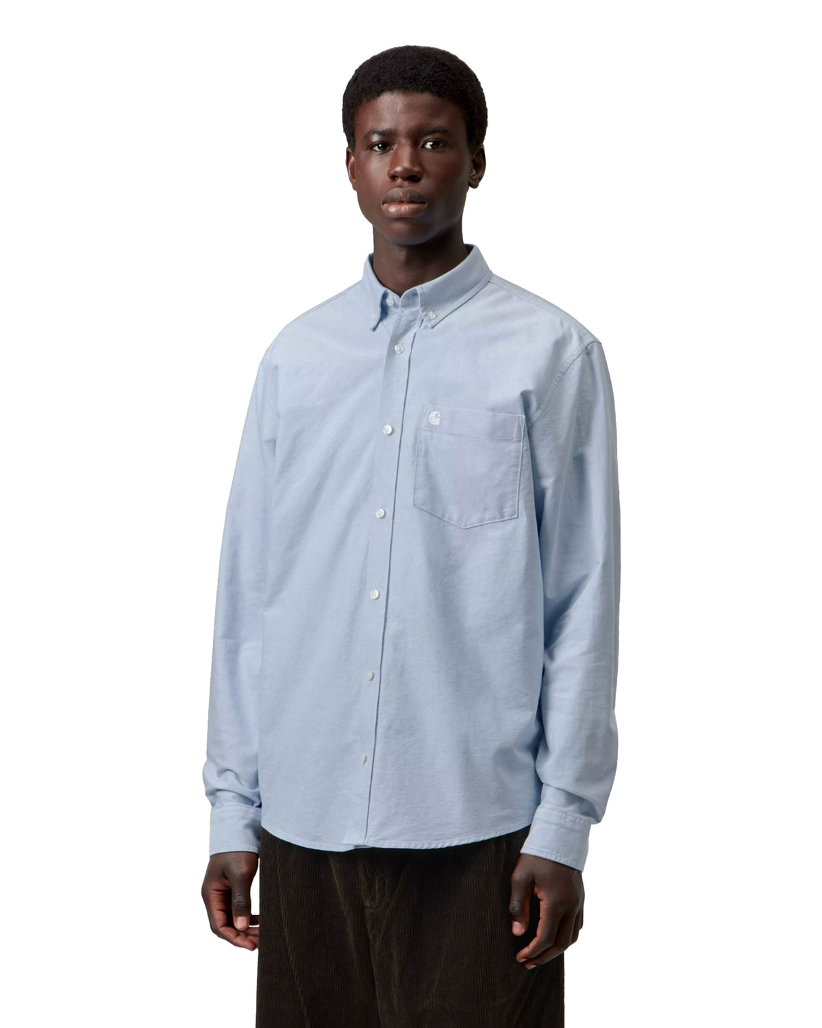 Camicia Uomo Carhartt Wip C-Logo Bleach Celeste