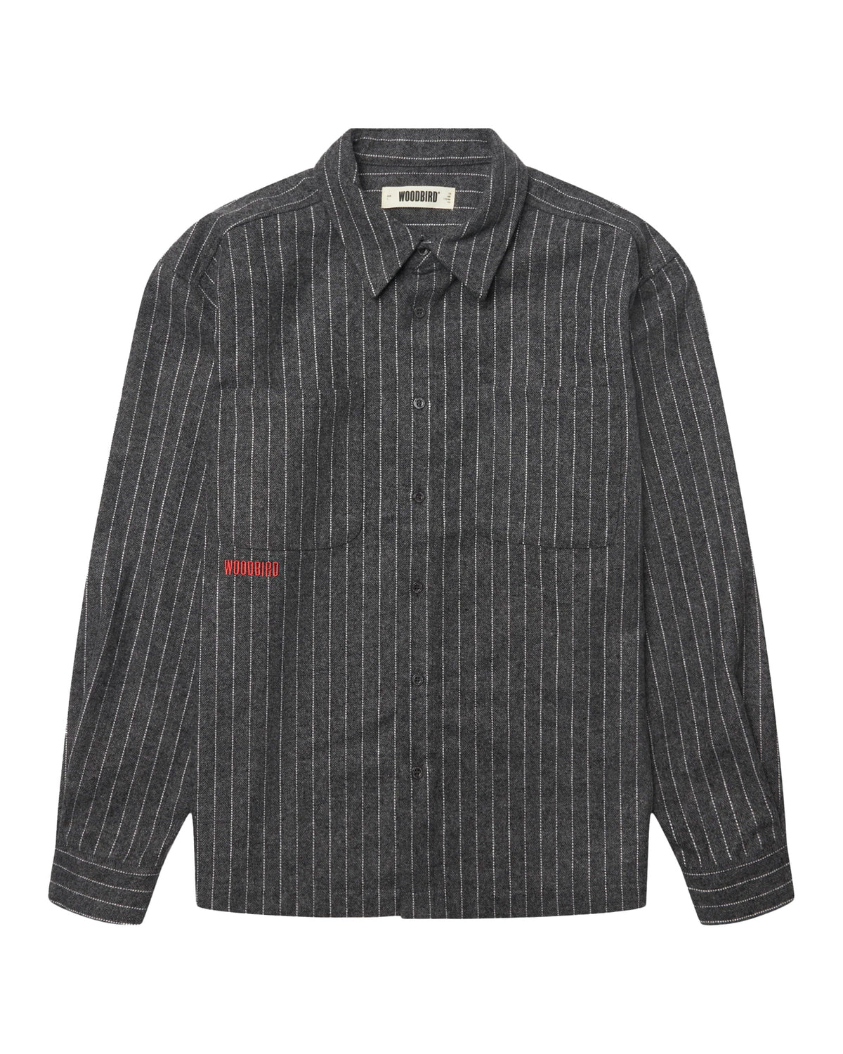 Camicia Uomo Woodbird WBBuzo Herringbone Shirt Dark Grey