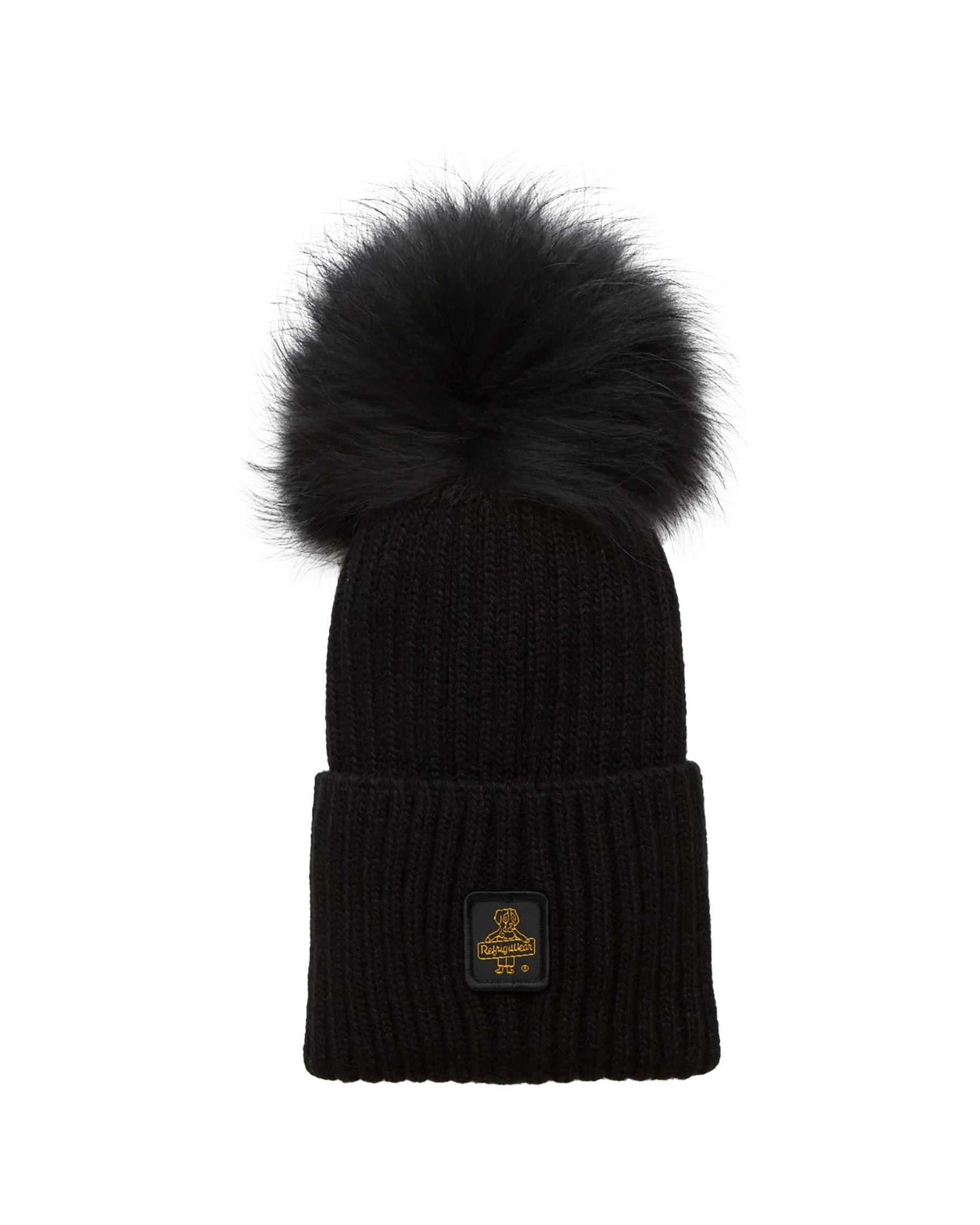 Woman's Beanie Refrigiwear Snow Flake Pon Pon Black