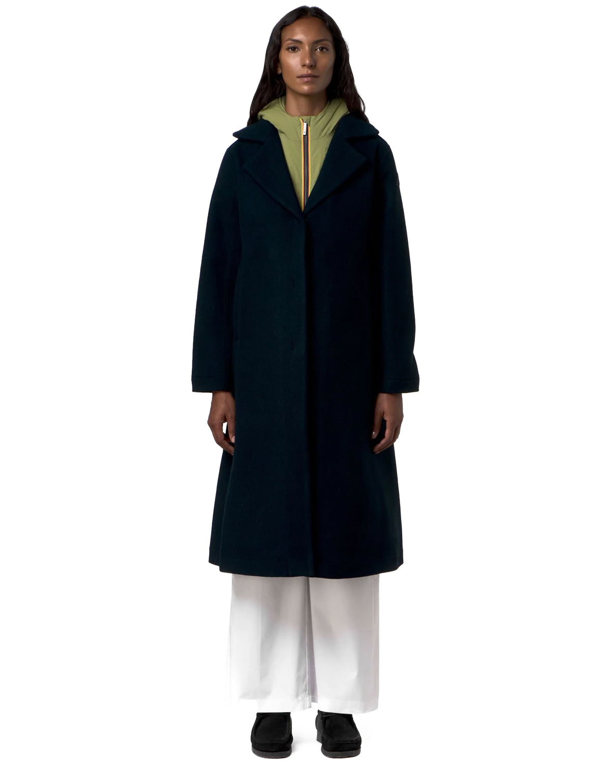 Cappotto Lana Donna K-Way Wool Nylon Blu