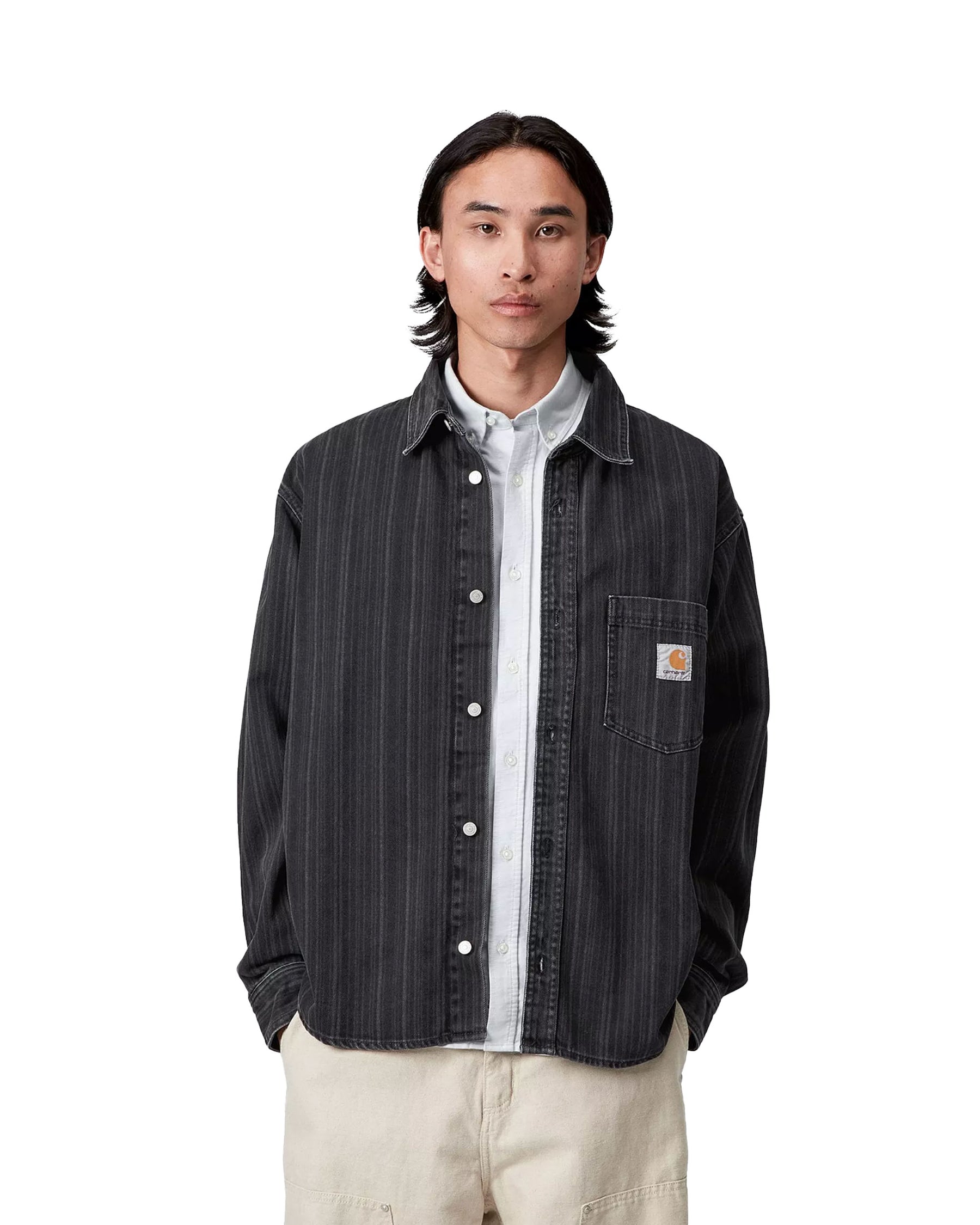 Carhartt Wip Rylan Shirt Jacket Rylan Stripe-Black stone washed