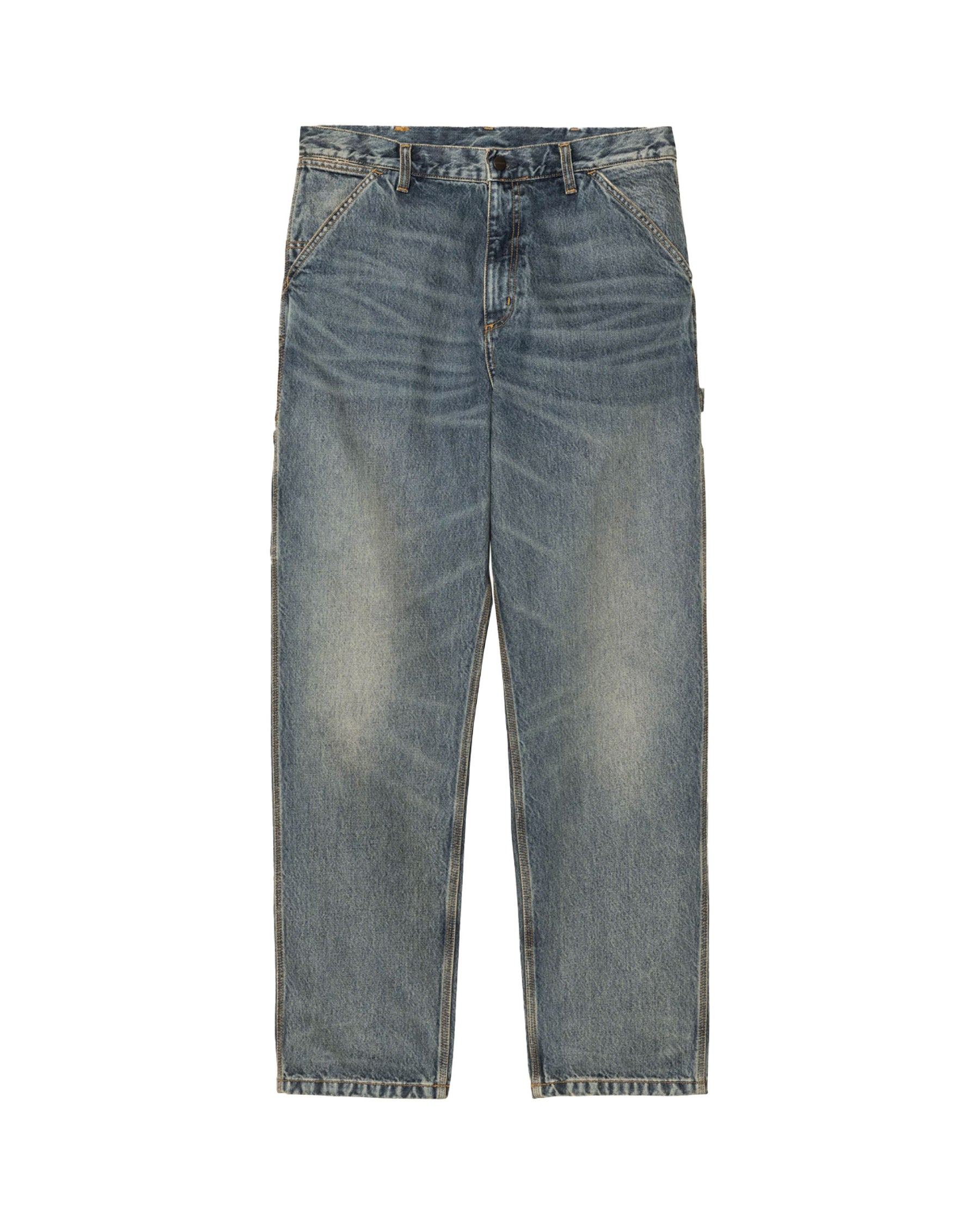 Carhartt Wip Single Knee Pant Blue worn used wash