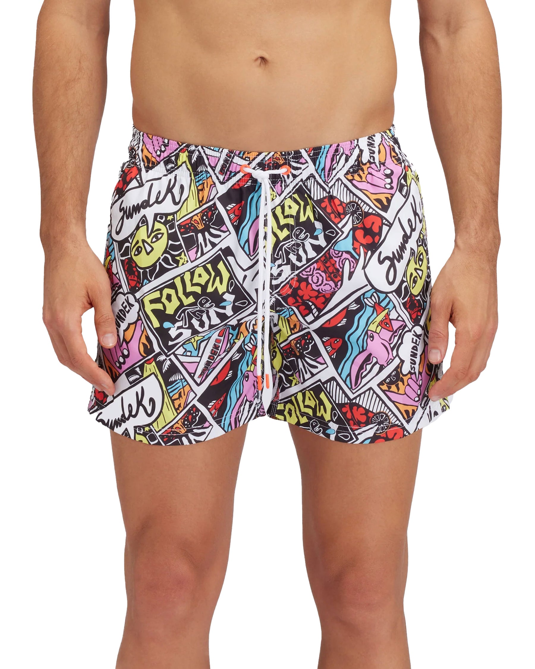 Man's Boxer Sundek Rainbow Print White