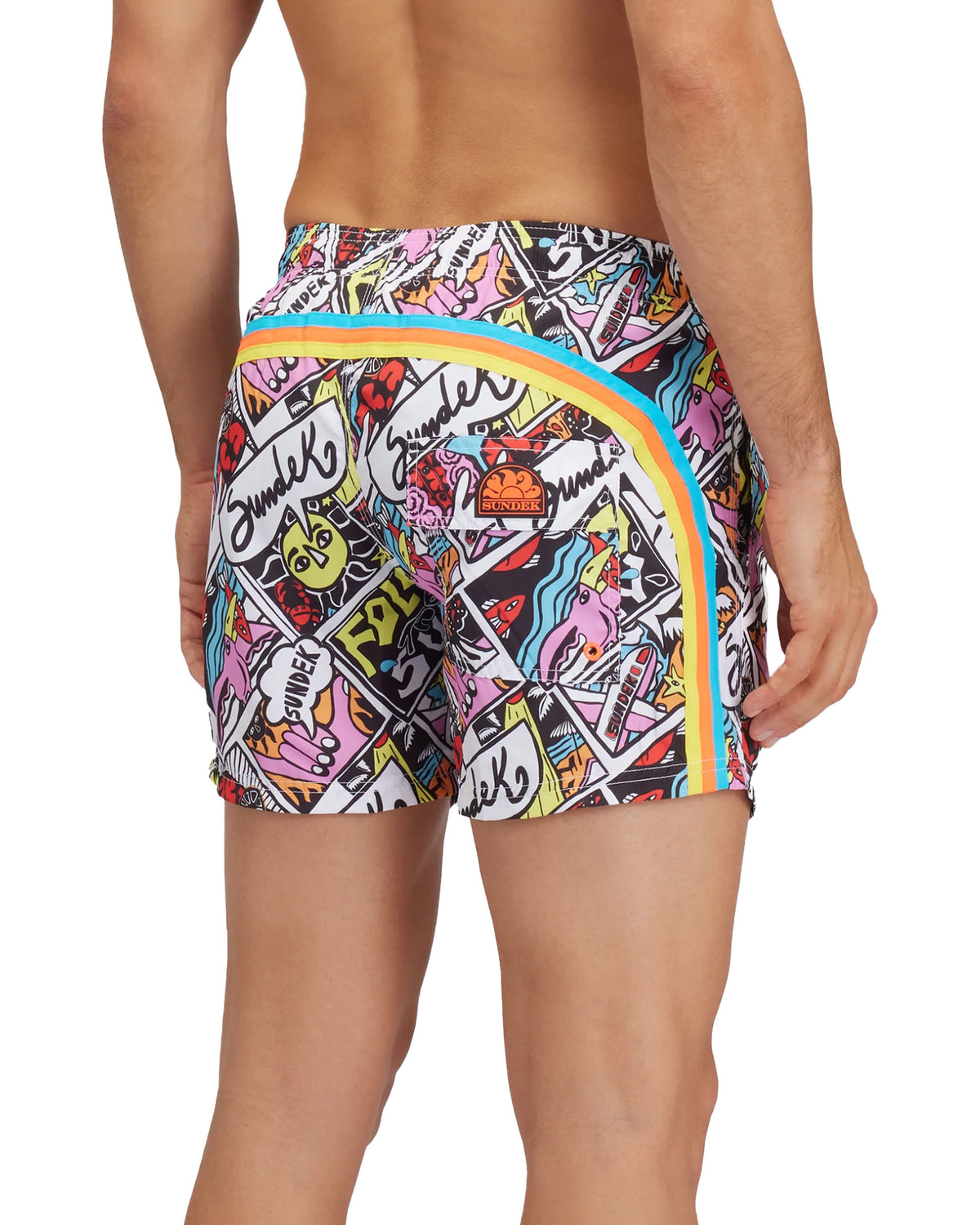 Costume Boxer Sundek Arcobaleno Fantasia Bianco