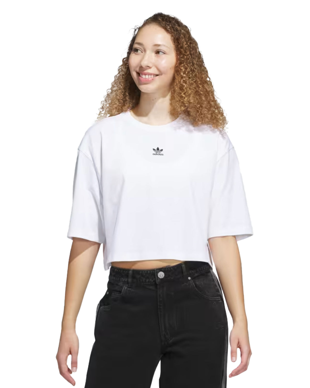 Crop Tee Donna Adidas Basic Bianco