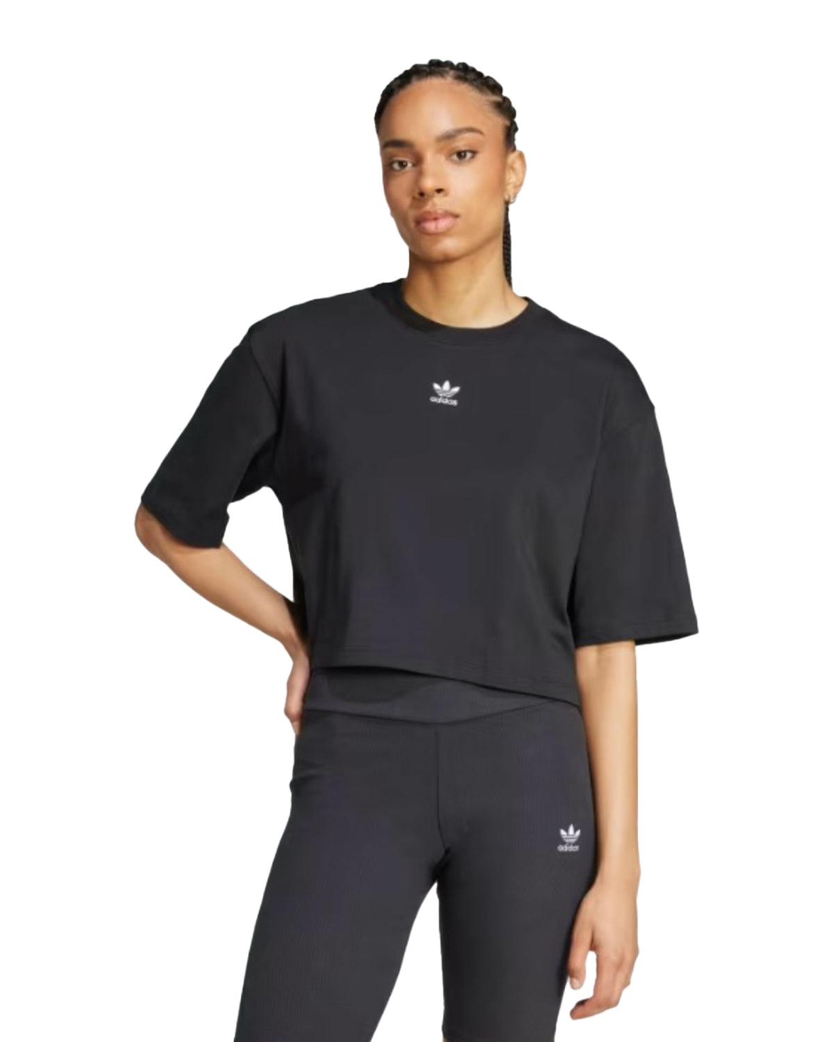 Crop Tee Donna Adidas Black